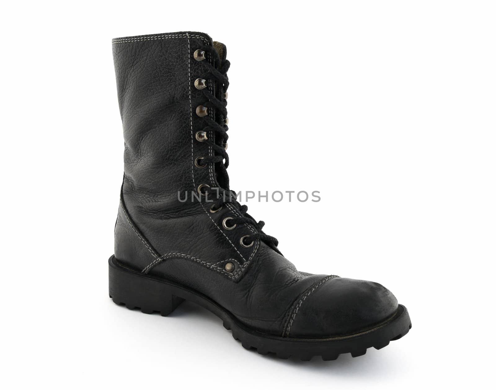 Army style black leather boot by anikasalsera