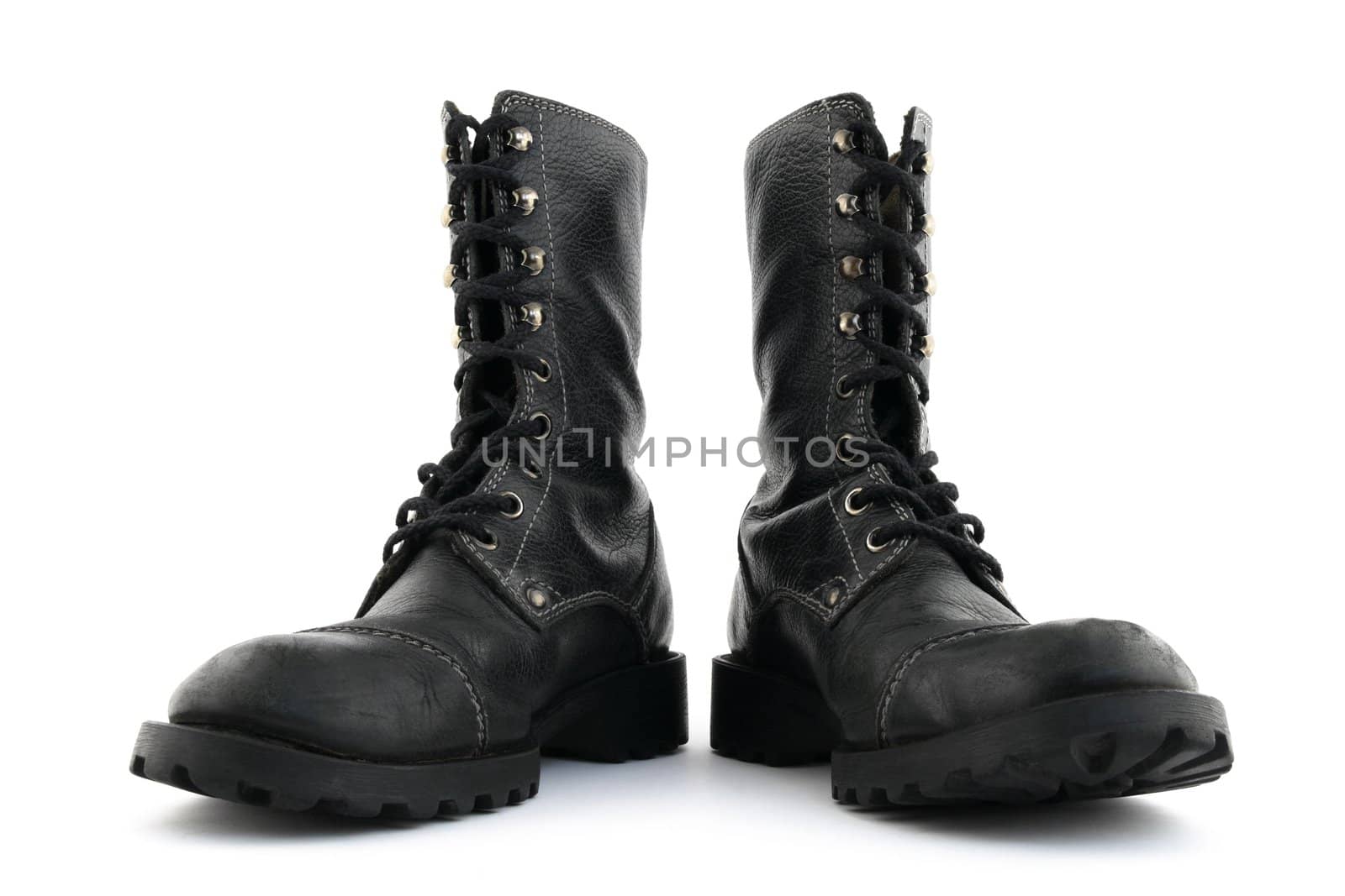 Military style black leather boots by anikasalsera