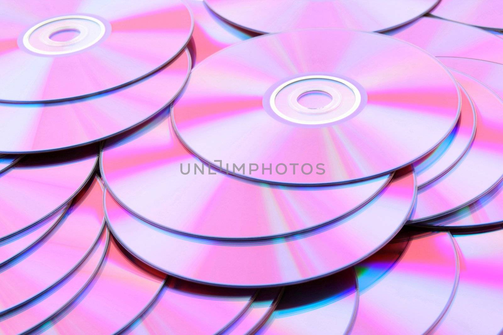 Many purple DVDs or CDs by anikasalsera