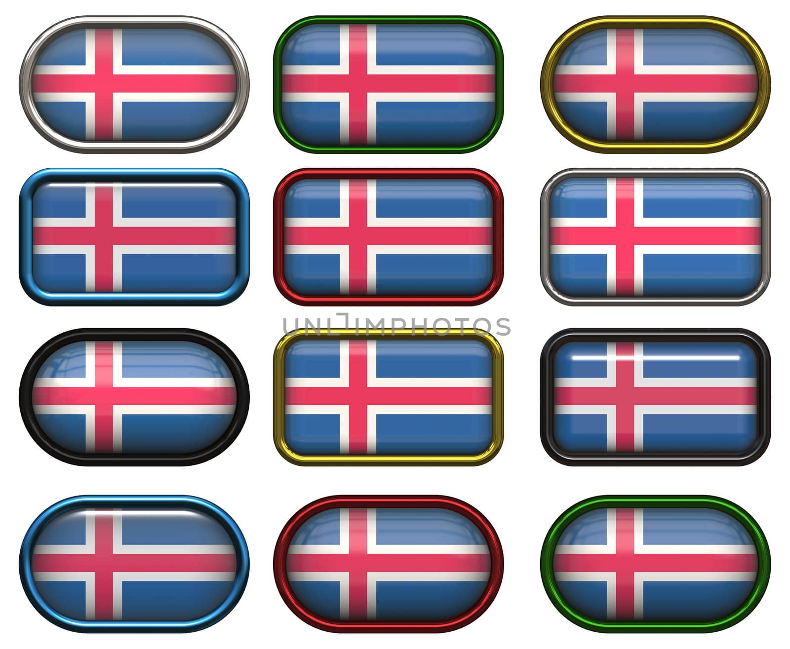 twelve Great buttons of the Flag of Iceland