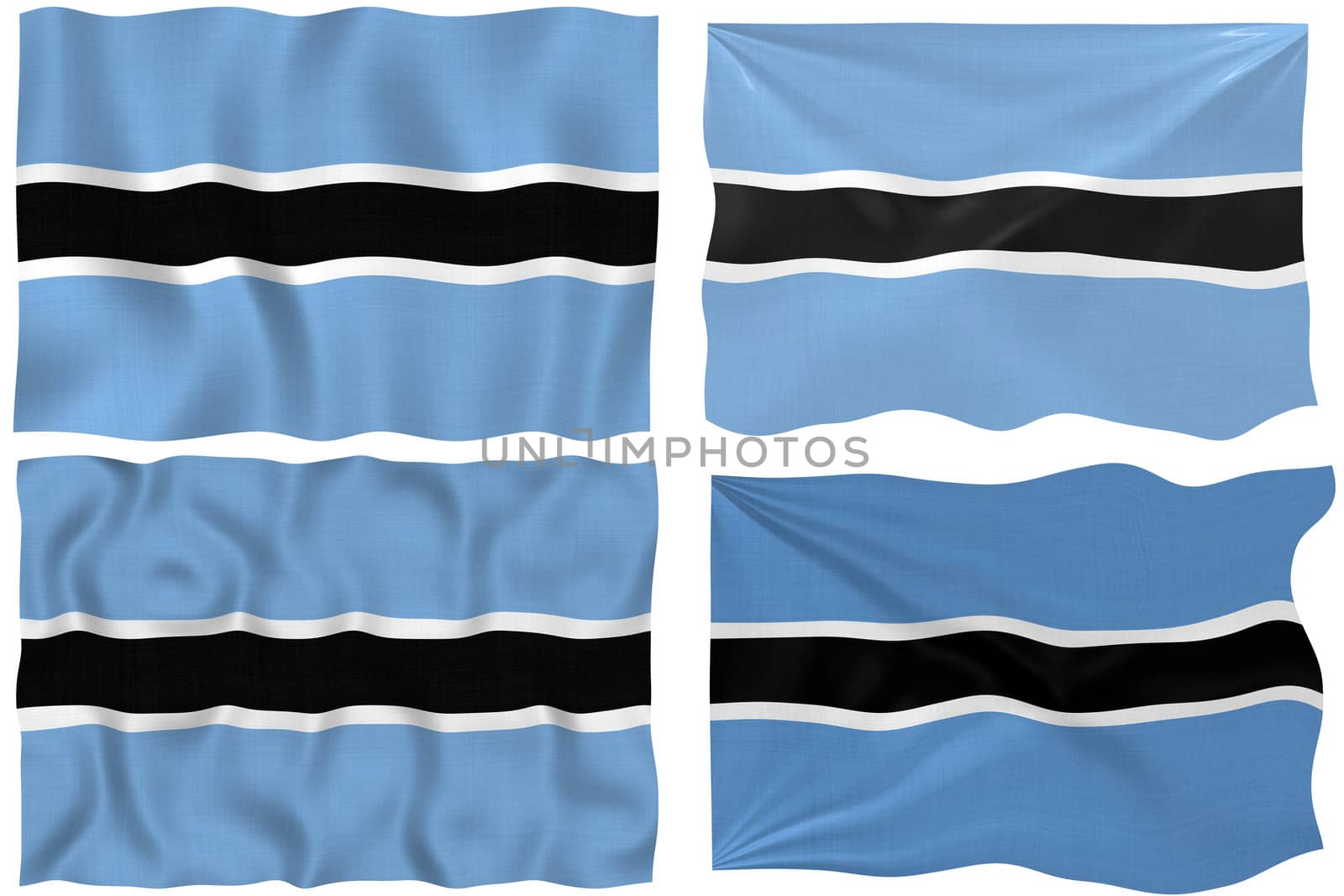 Great Image on white of four Flags of  Botswana