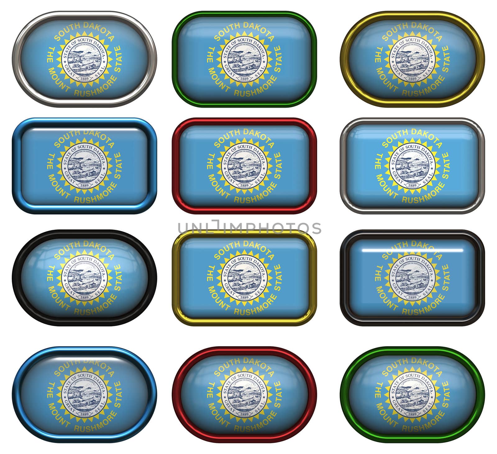twelve Great buttons of the Flag of South  Dakota