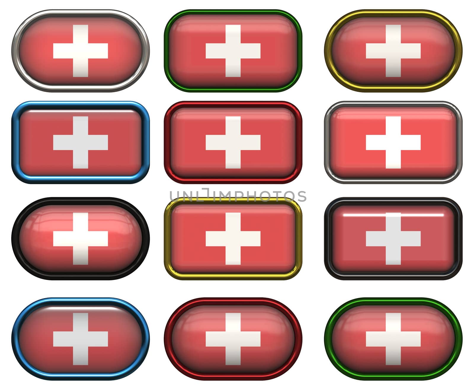 twelve Great buttons of the Flag of Switzerland