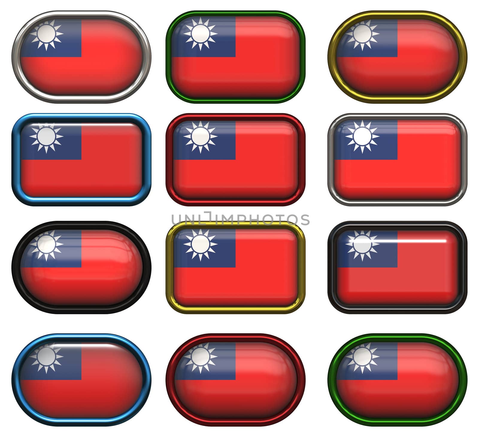 twelve buttons of the Flag of Republic of China Taiwan