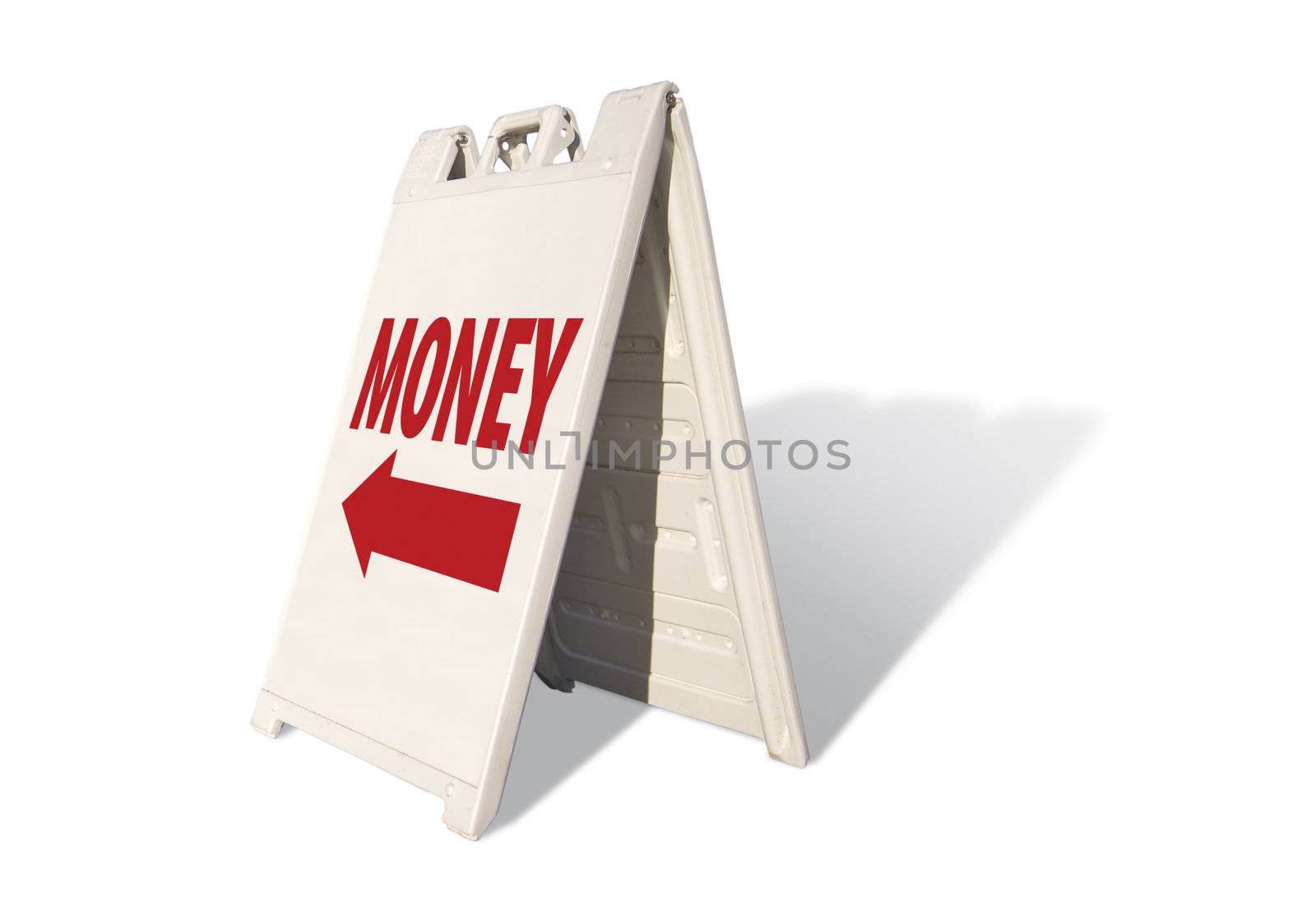 Money Tent Sign Isolated on a White Background.
