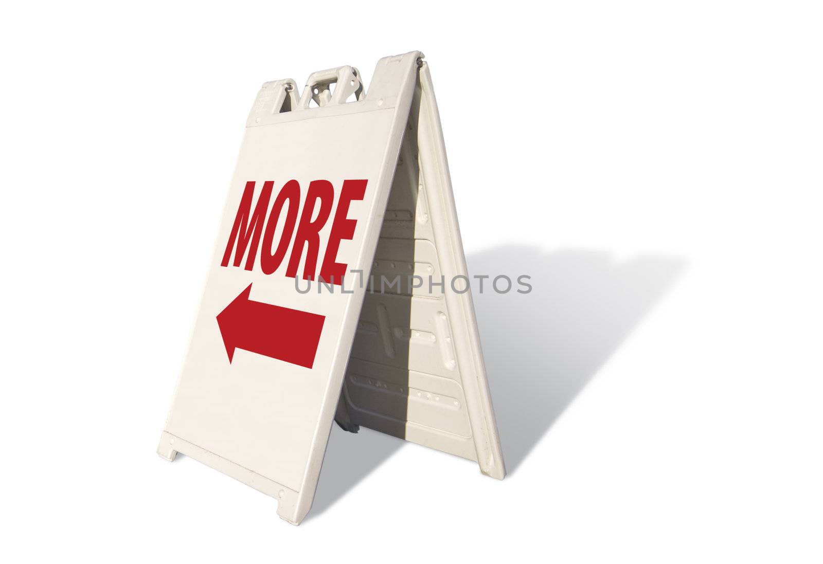 More Tent Sign Isolated on a White Background.