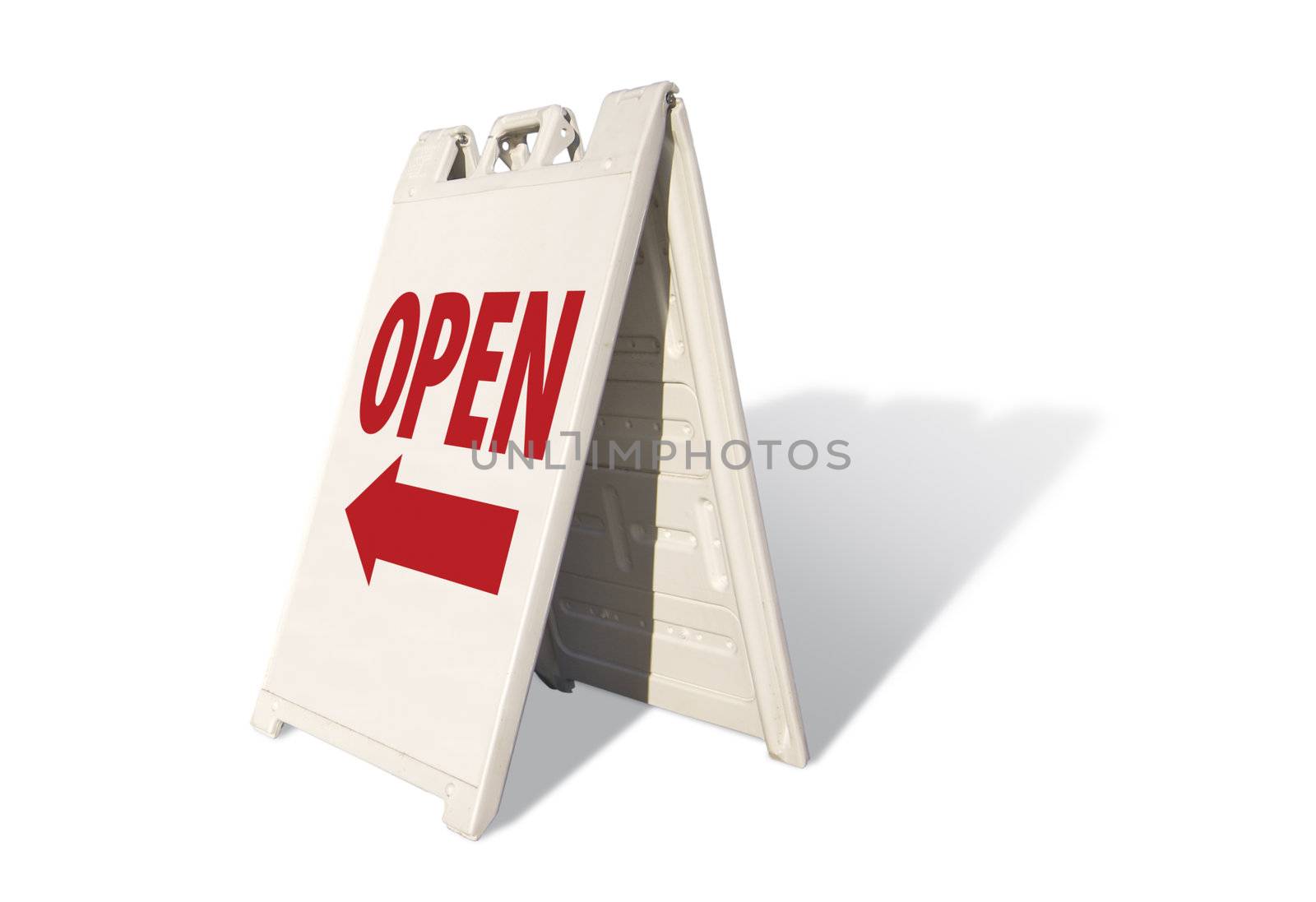 Open Tent Sign Isolated on a White Background.