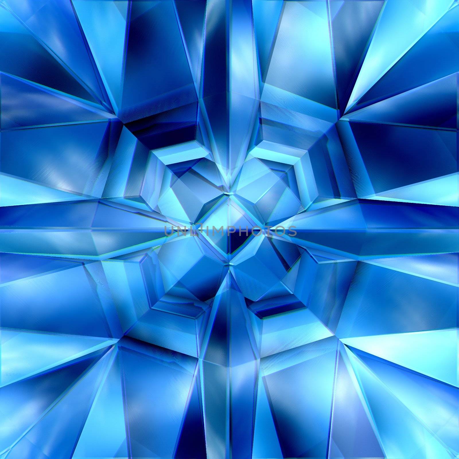 large abstract image of a blue crystal