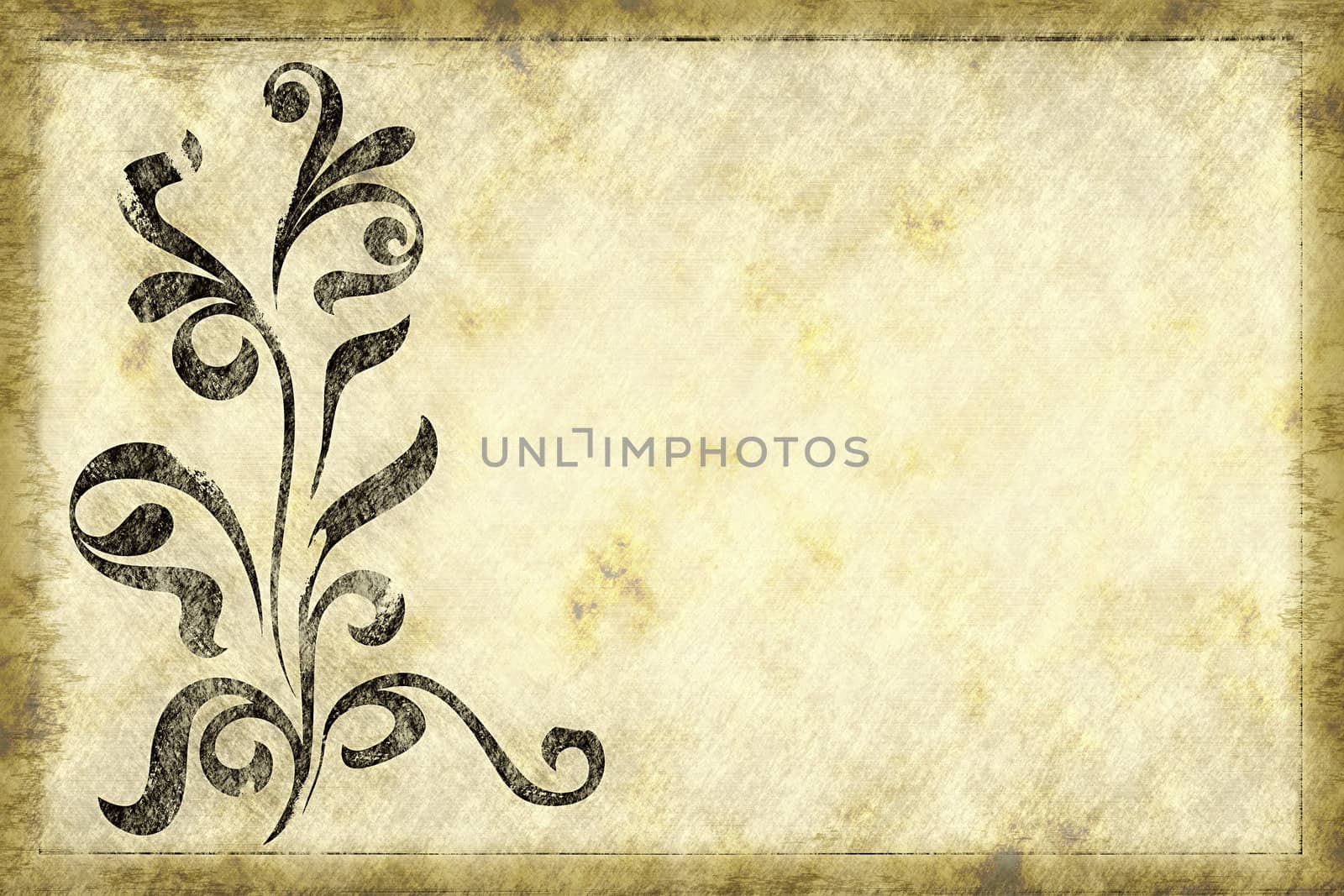tall floral design on grungy paper or parchment
