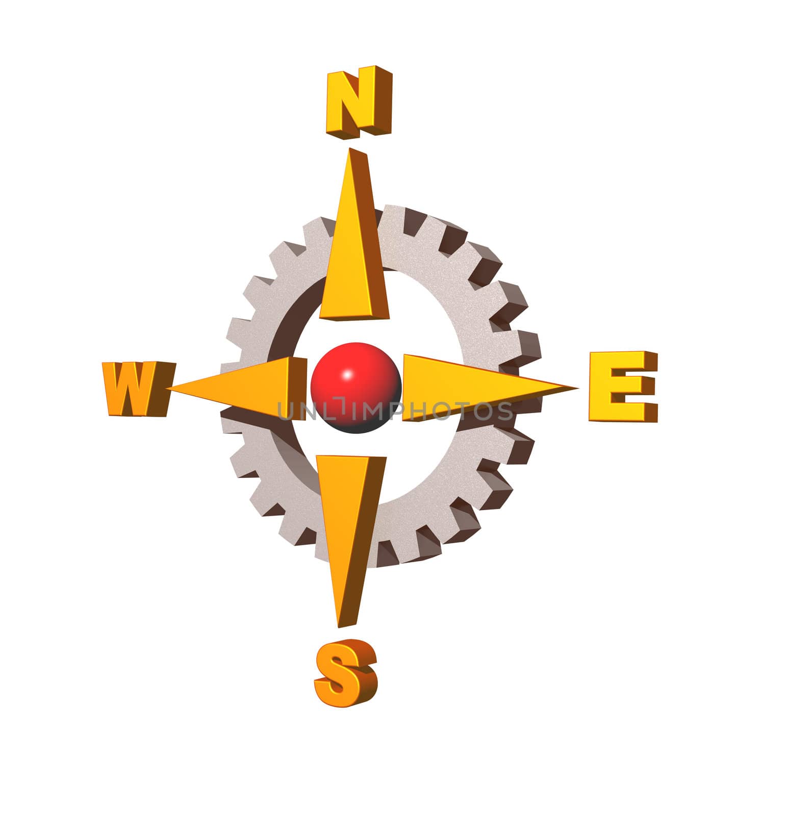 gear compass logo on white background - 3d illustration