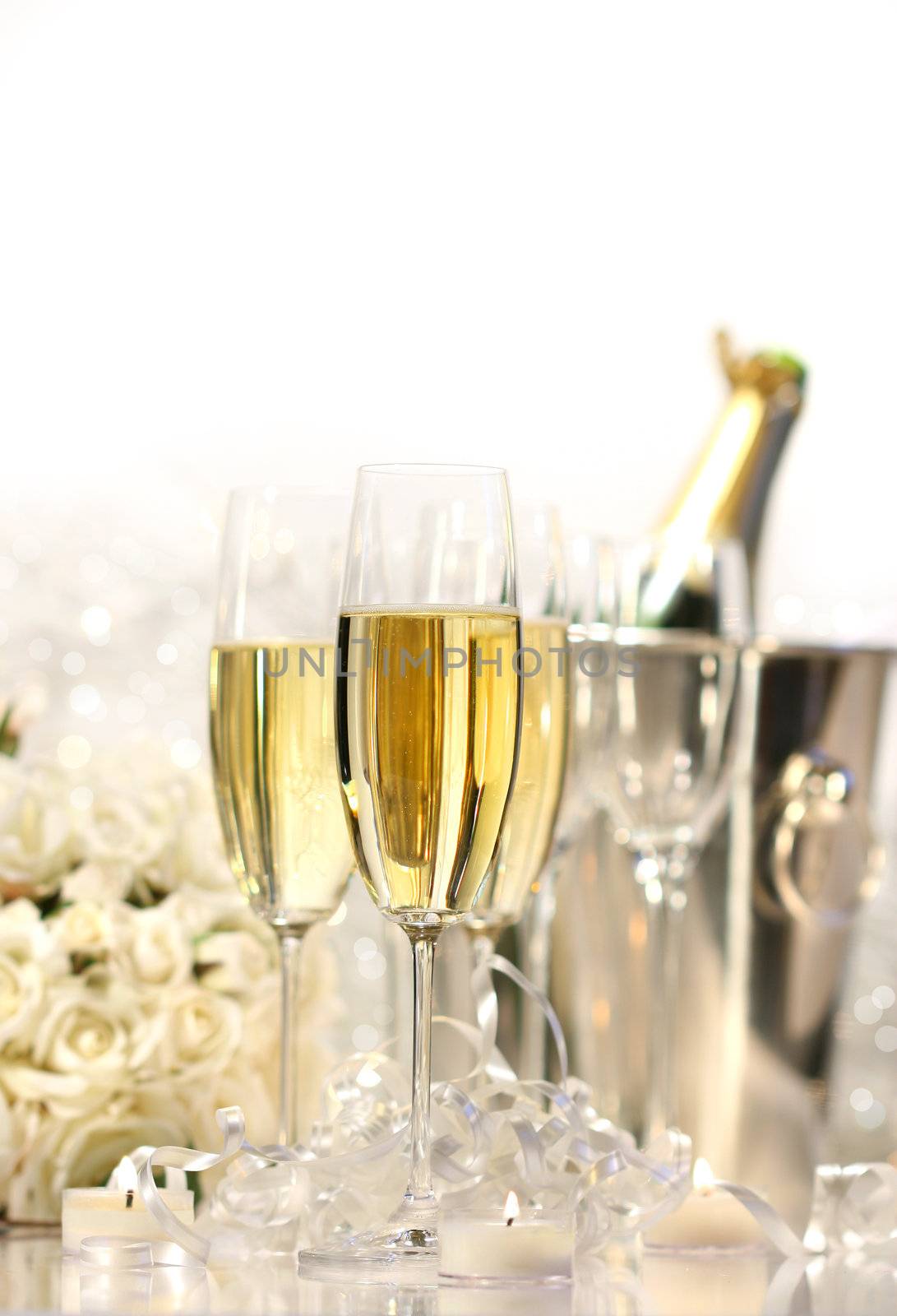 Glasses of champagne for a wedding  by Sandralise