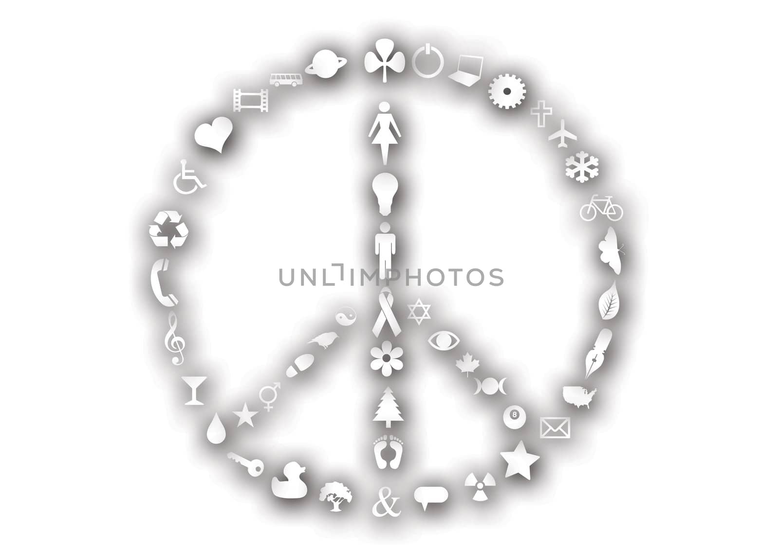 a Peace sign illustration made up of icons