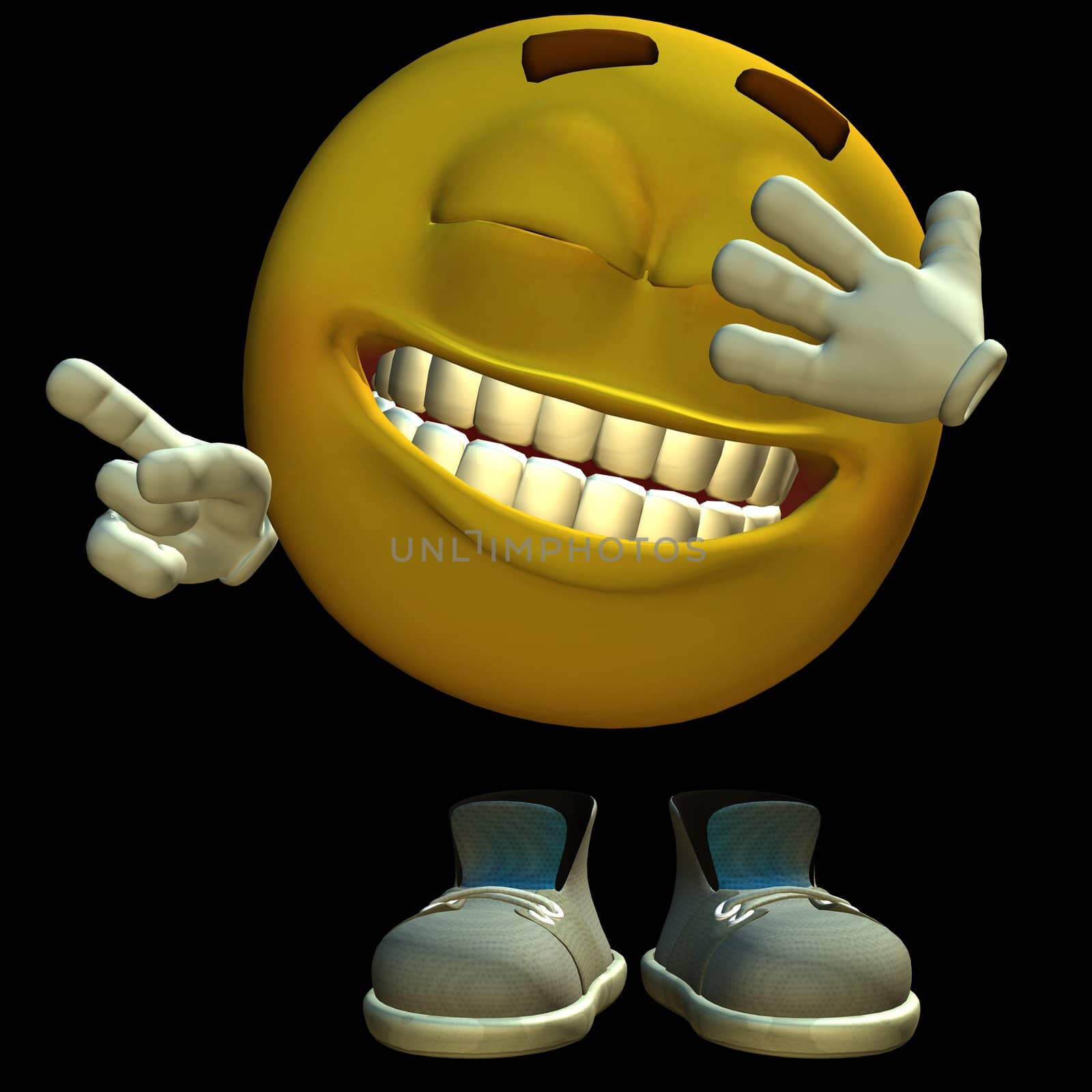 3D rendered emoticon on black background isolated