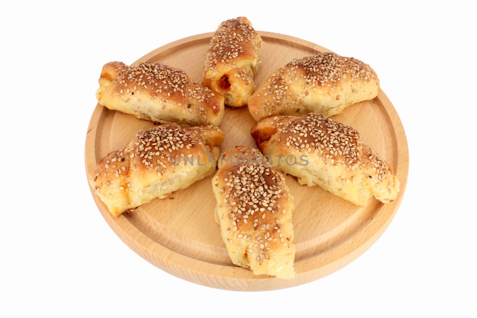 Hot fresh baked pastry with sesame seeds