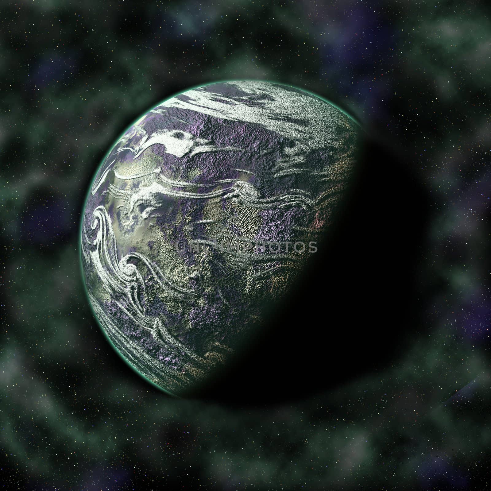 view of a planet in starry space