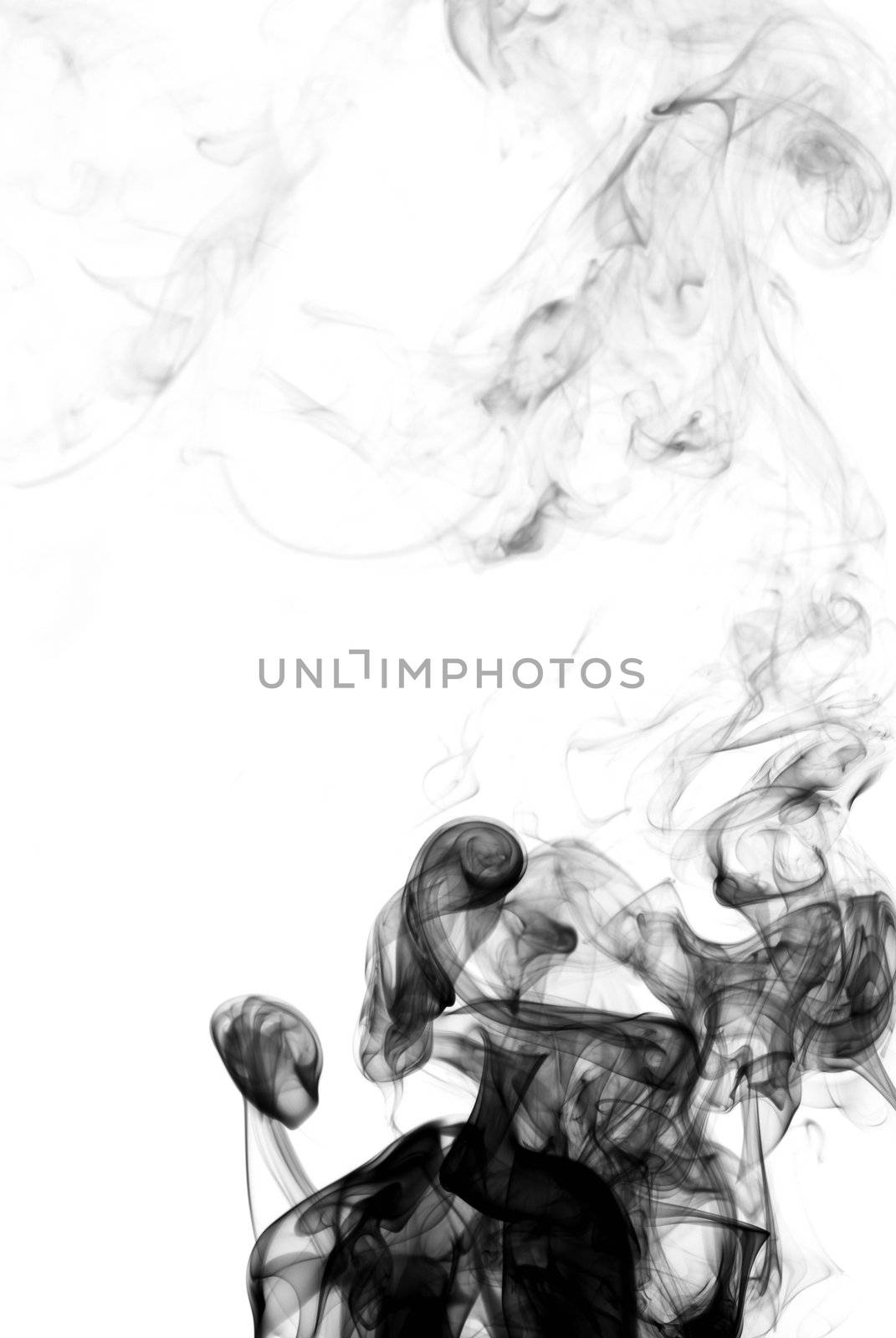 black smoke in white background