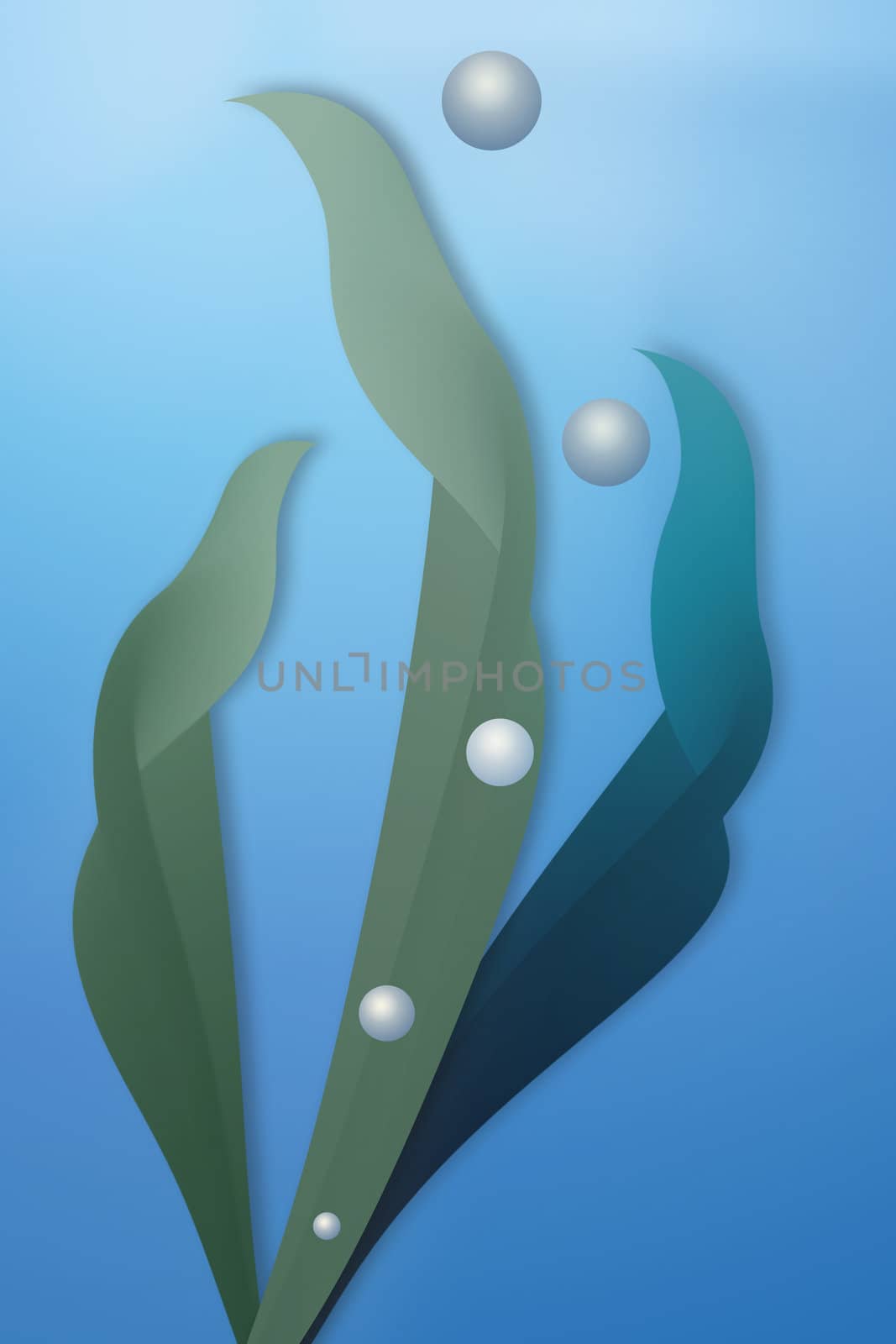 Abstract seaweed in blurred deep water