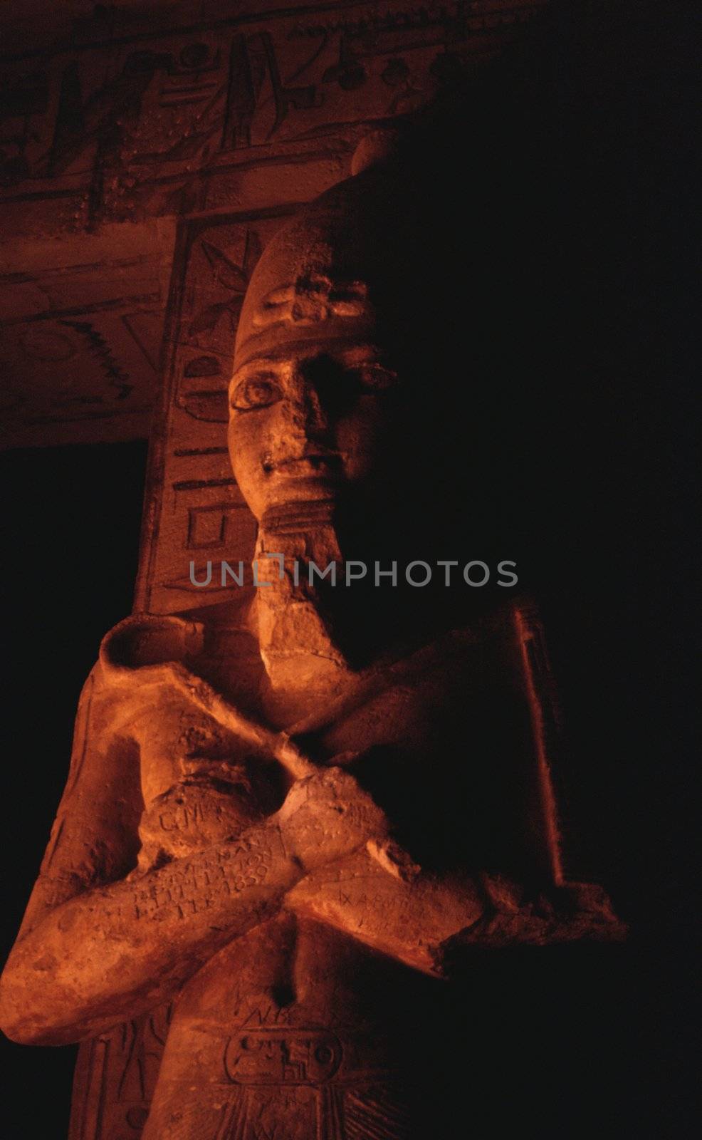 Indoor detail of Ramses the second temple at Abu Simbel.