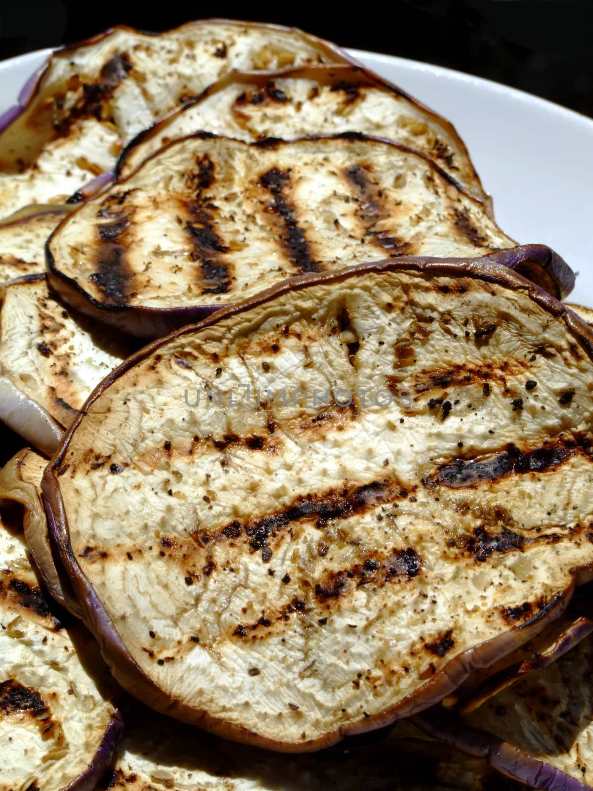 Grilled slices of eggplant