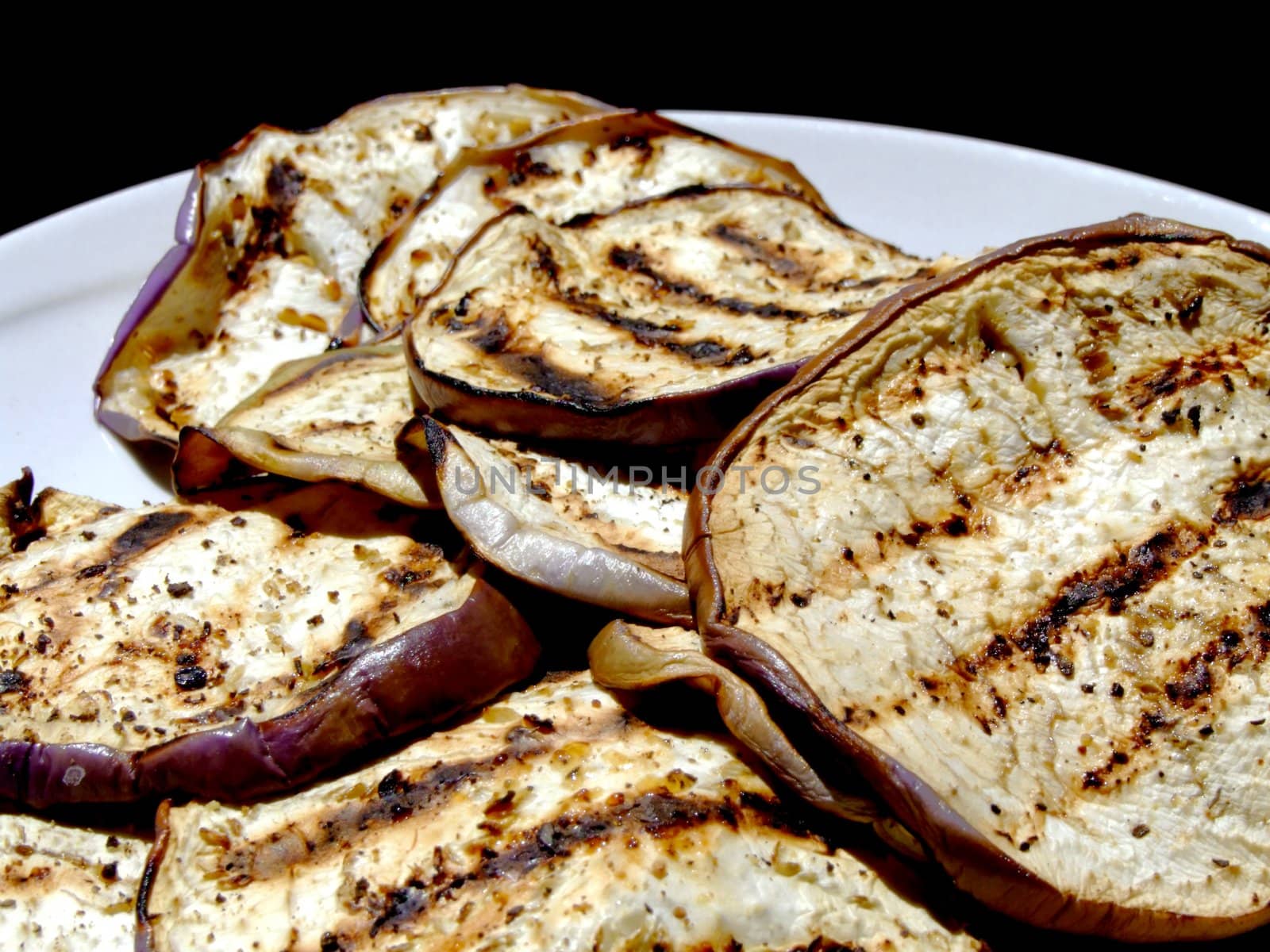 Grilled slices of eggplant