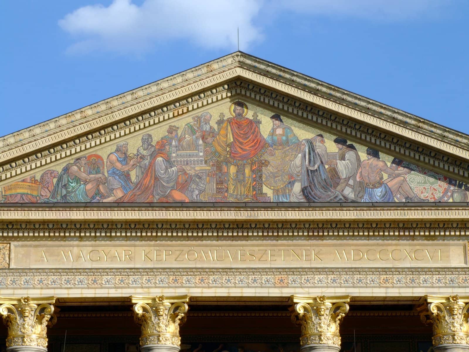 Upper detail of the Hall of Art near Heroes' Square, Budapest