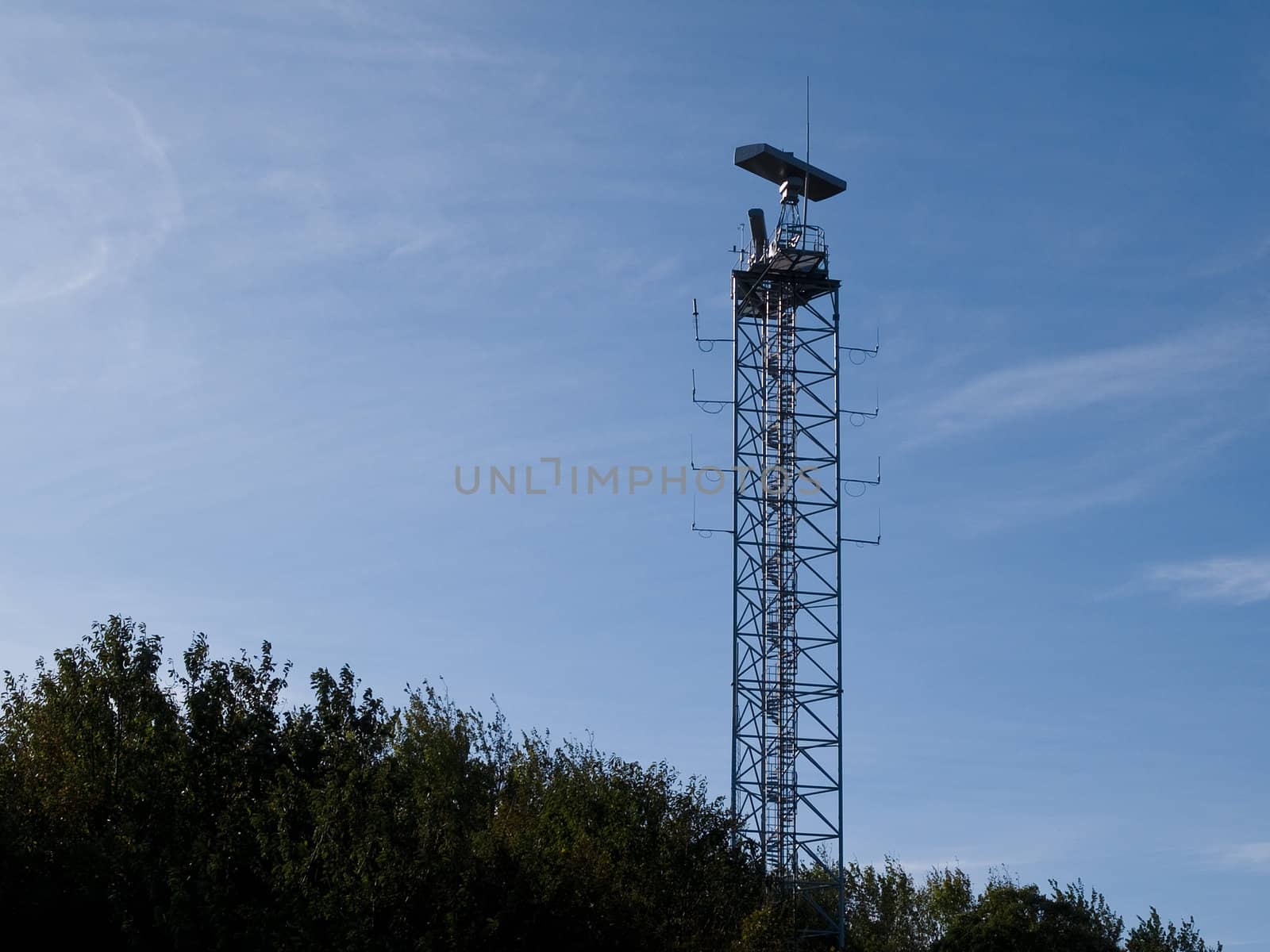 Military land air sea communication radar tower mast