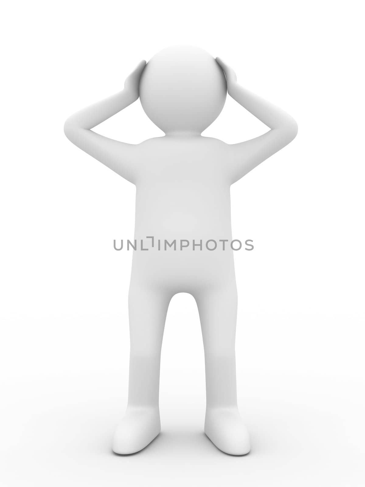 man keeps hands head. Isolated 3D image