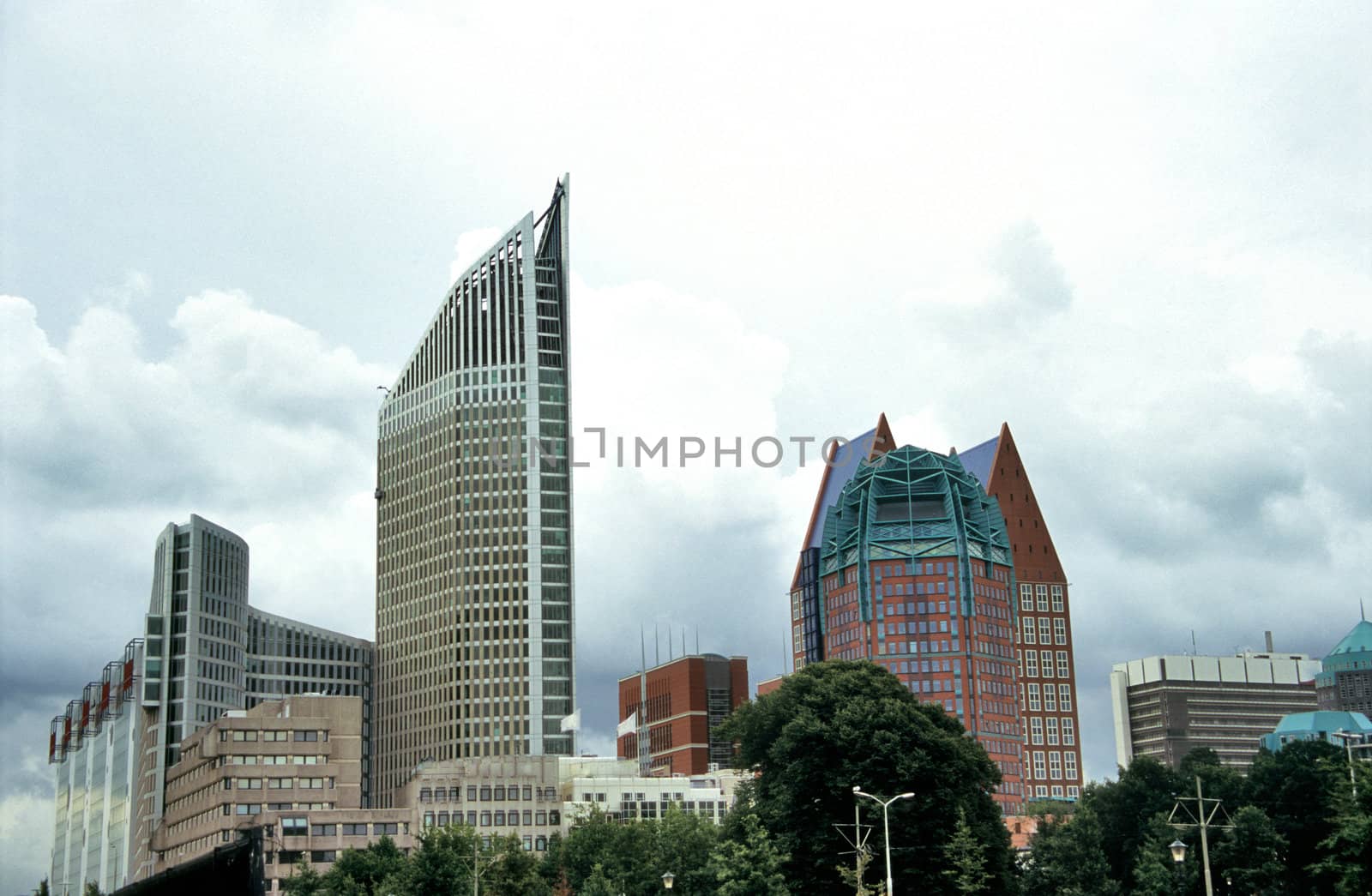Modern architecture dominates the skyline of Den Haag, The Netherlands.