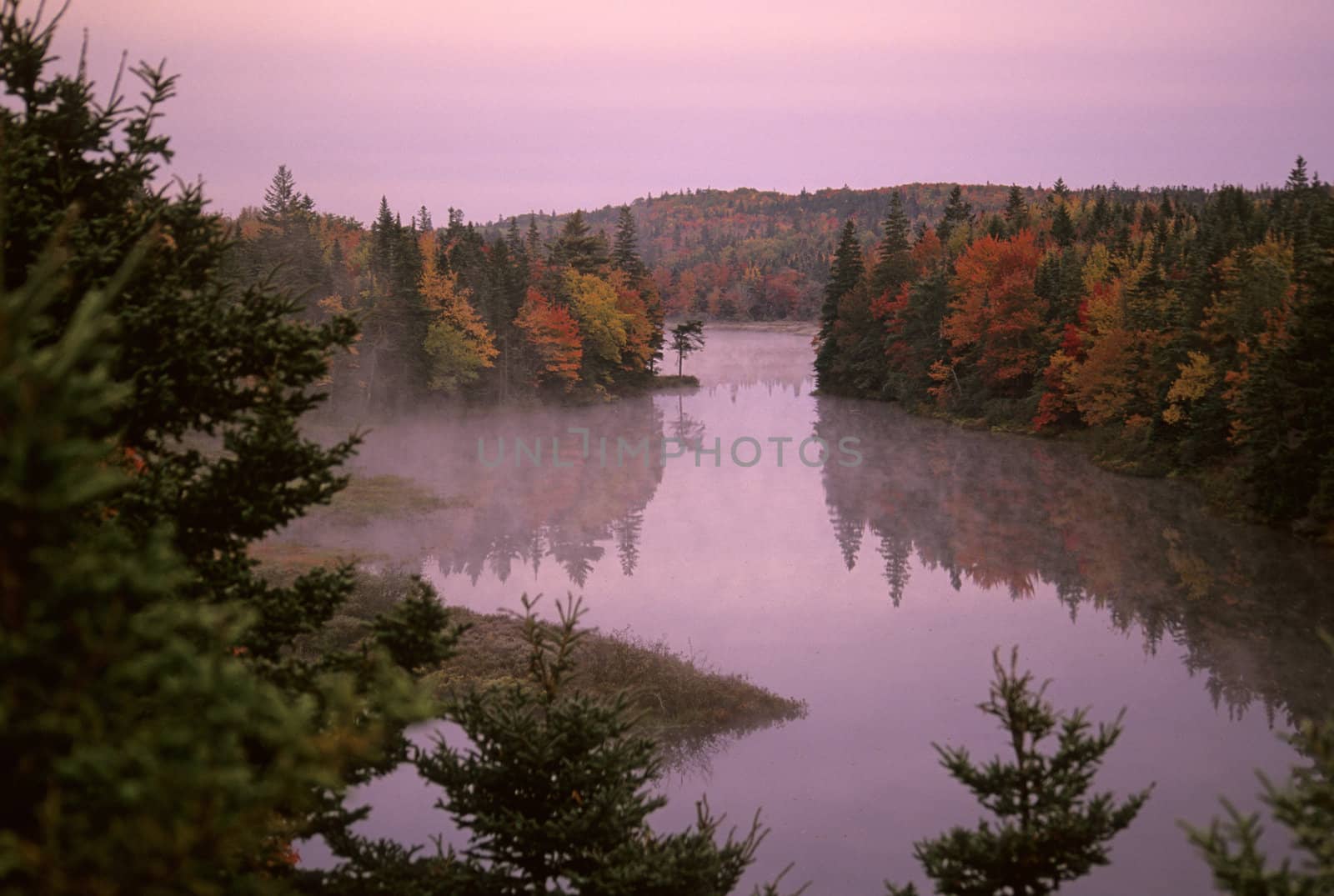 Misty Fall Sunrise by ACMPhoto