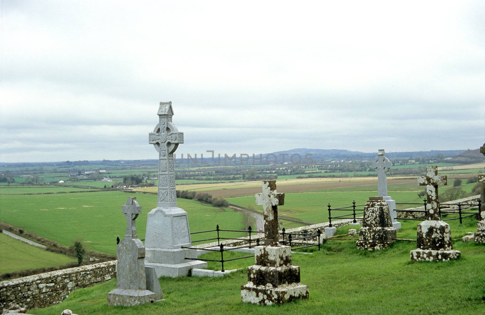 Ancient Celtic cemetery overlooking the county Tipperary countryside.