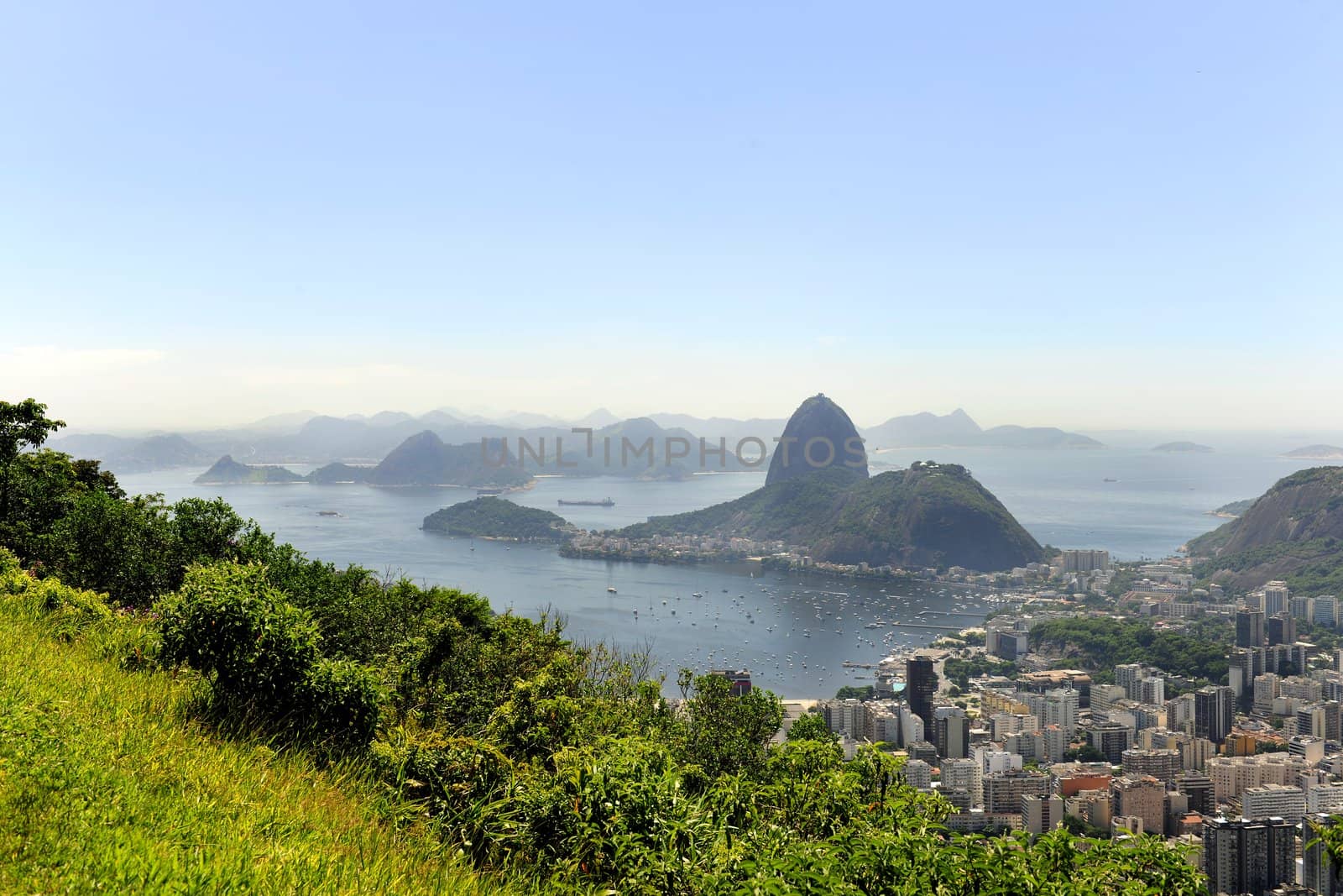View on Rio de Janeiro, Sugarloaf Mountain and Botafogo from Dona Marta Viewpoint