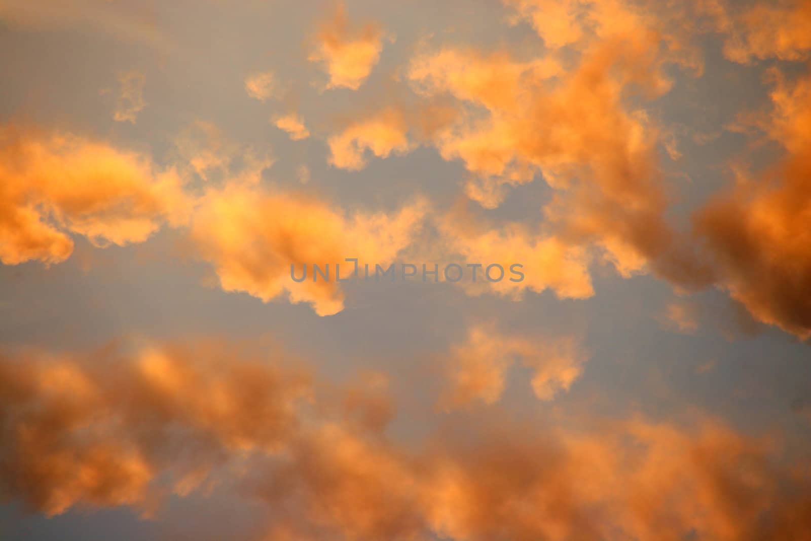 flaming clouds, sky at sunset