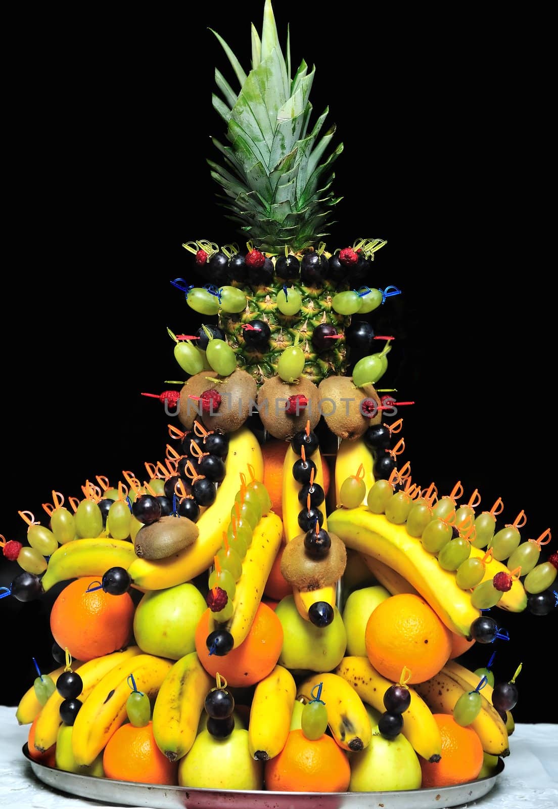decoration is made from different kinds of fruit