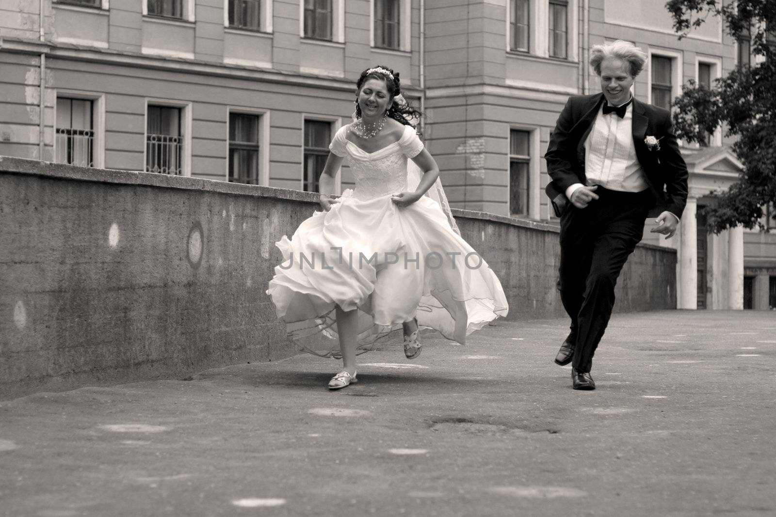 ritual hurdle-race for just married pair, Riga, Latvia