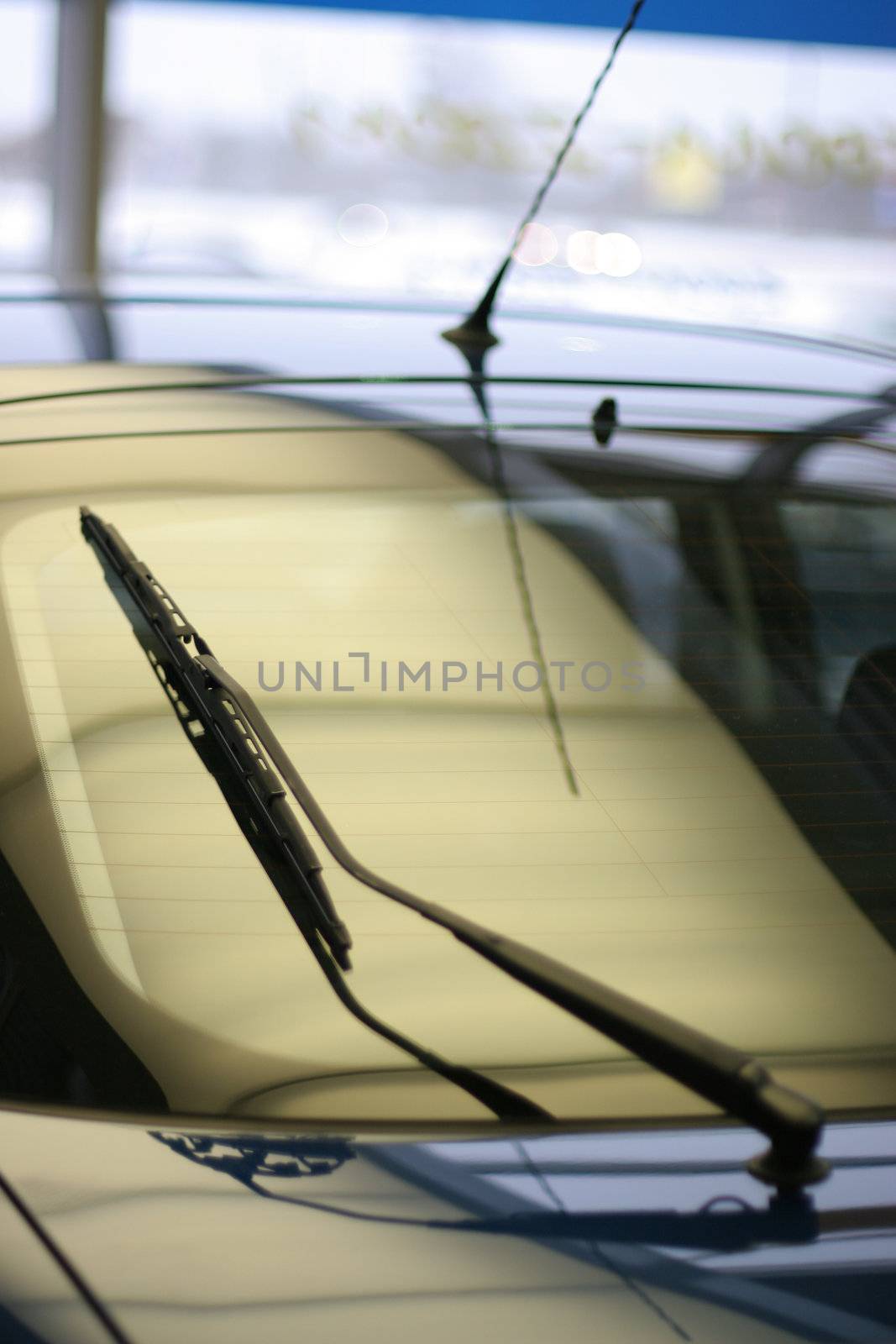 windscreen reflection, selective focus on wiper
