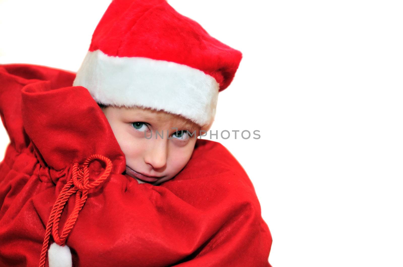 present from Santa - little Santa helper in red bag