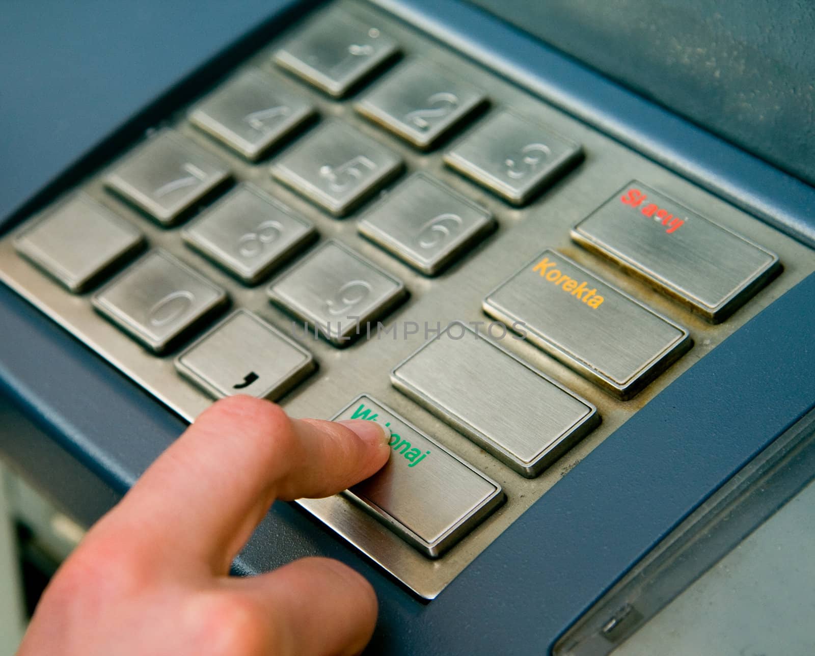 Typing a pin number into a chip and pin machine