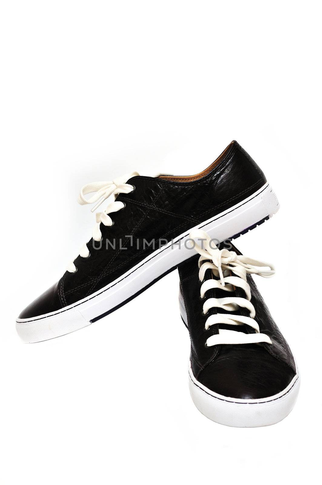 Sport leather man's shoes isolated on the white