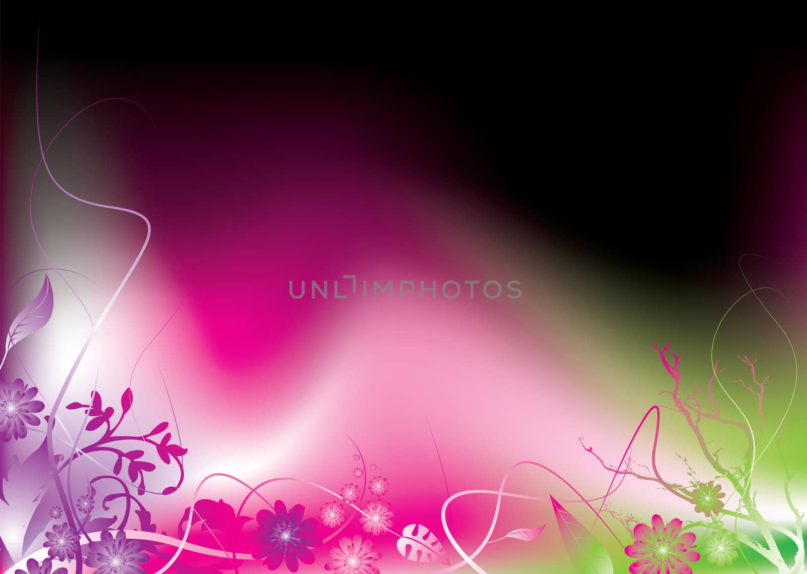 Floral background with bright colours blending into each other