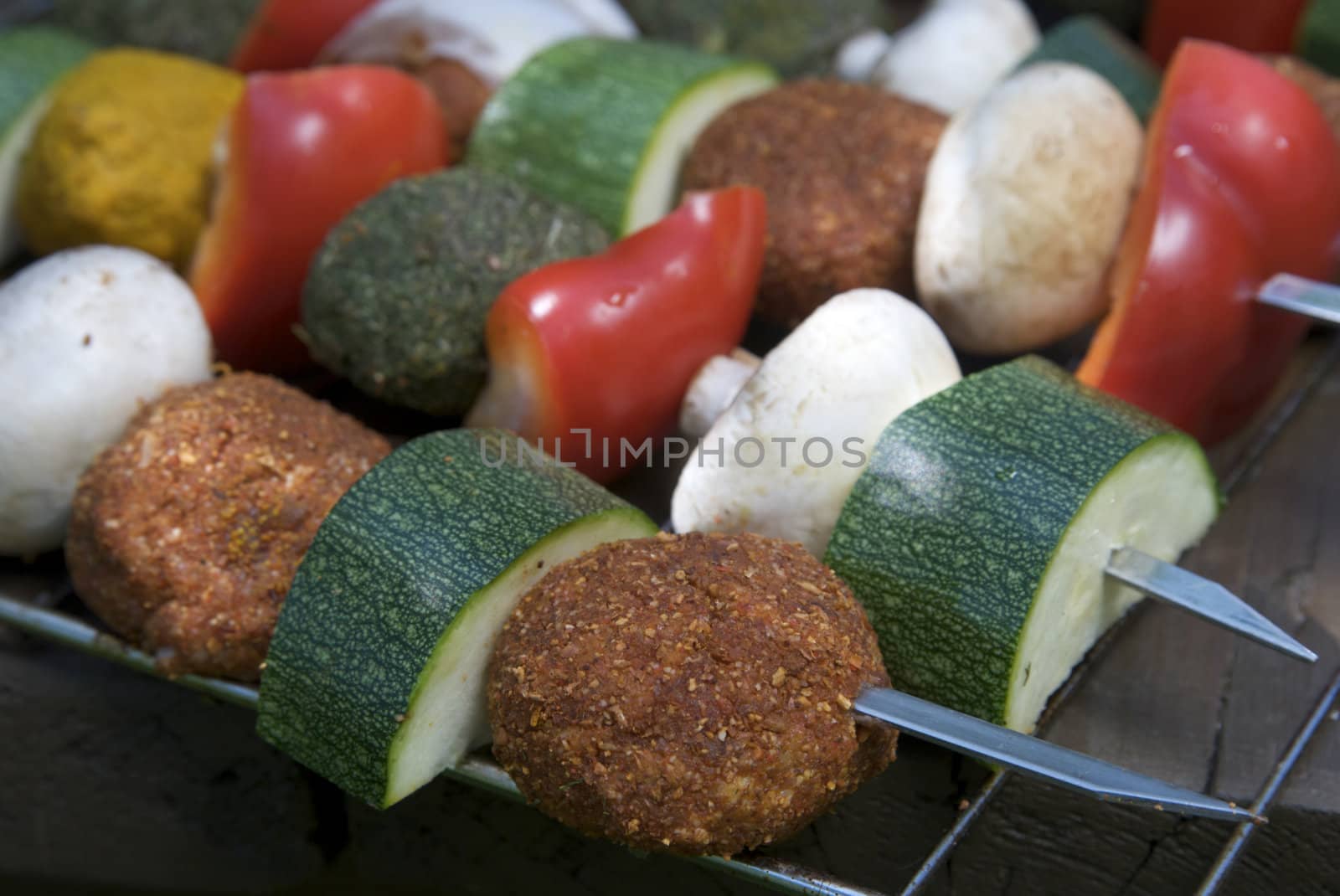 Freshly grilled Shish Kebabs. Grill pan