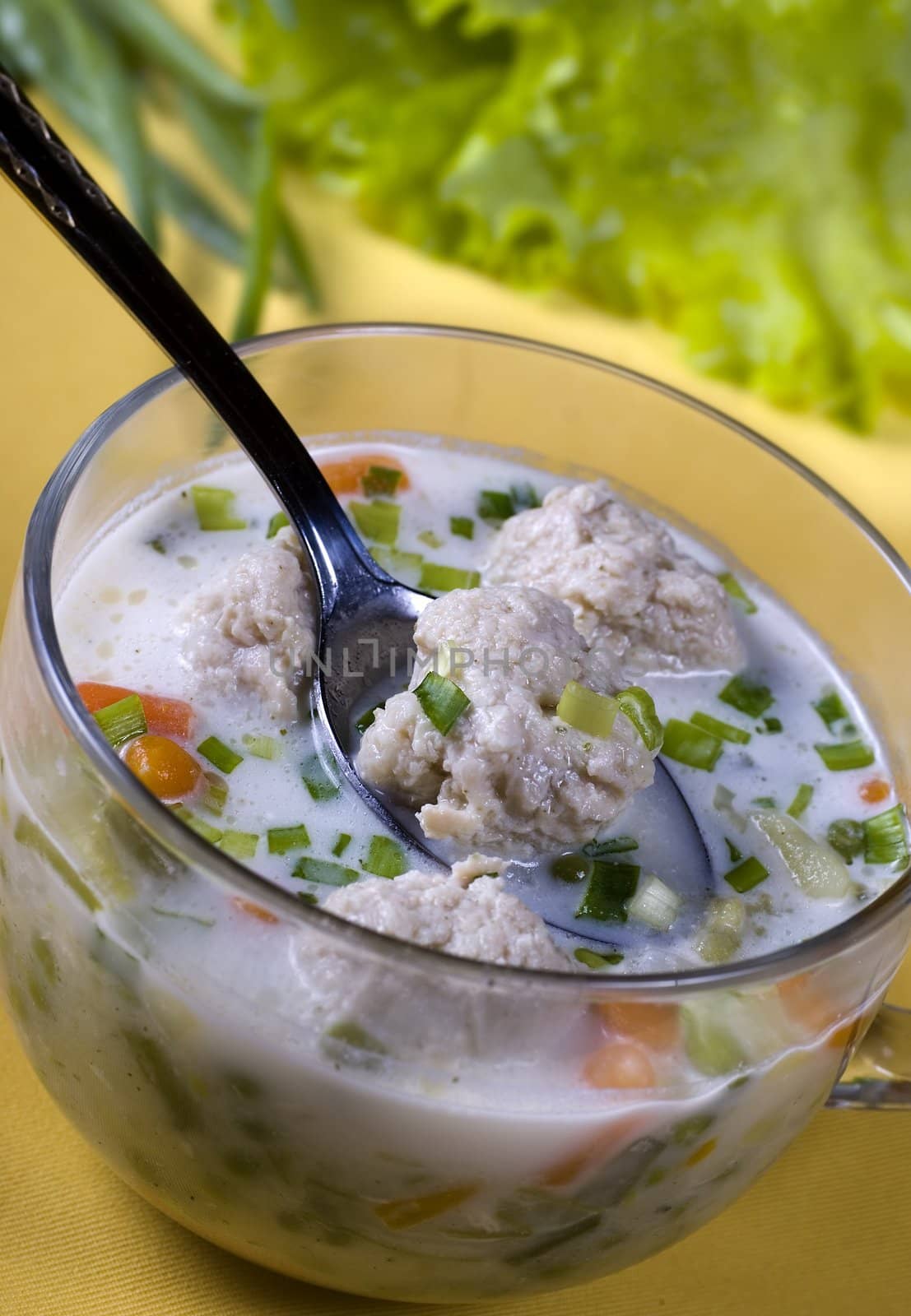 A vegetable soup with dumplings
