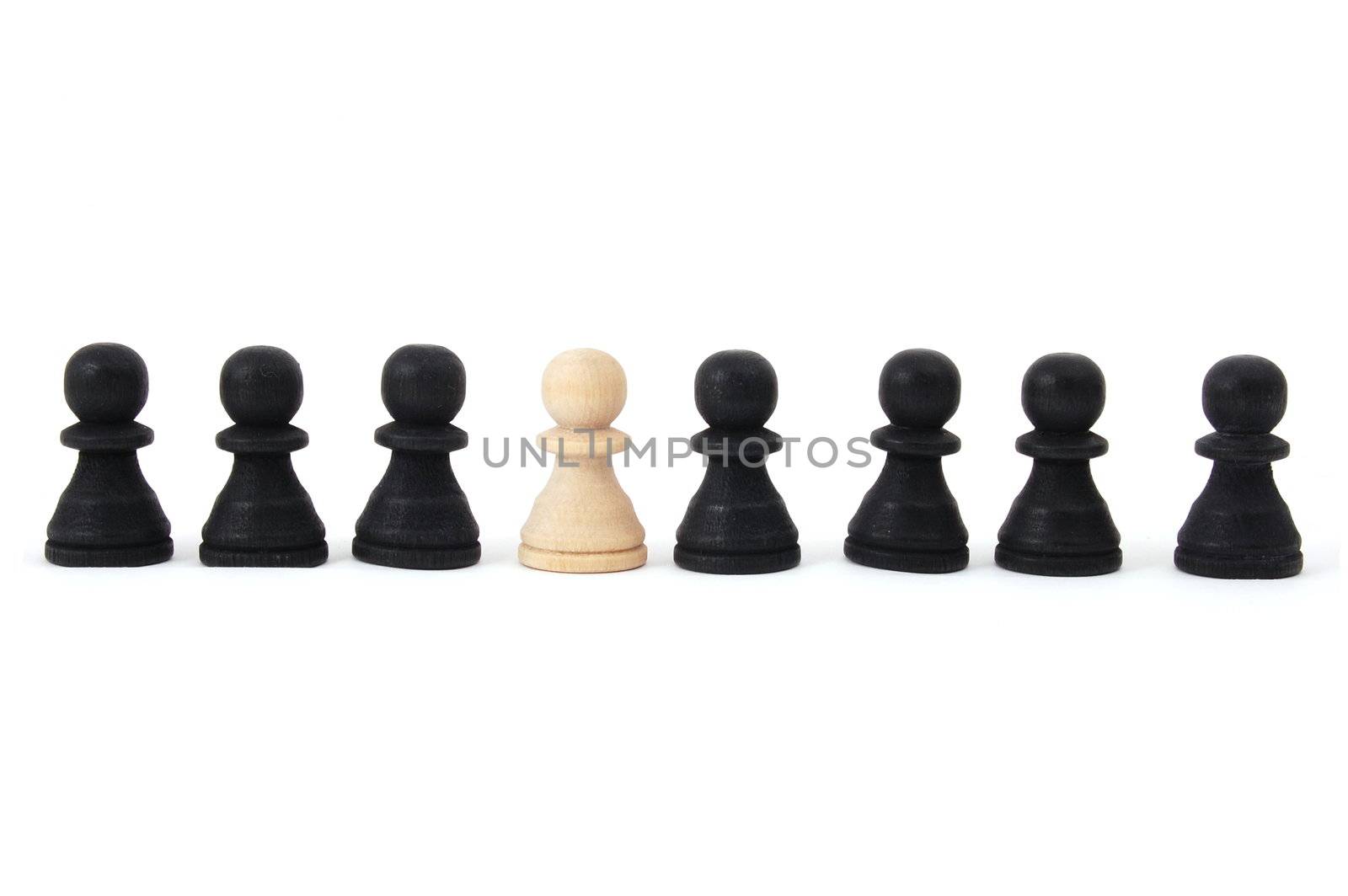 chess man showing individuality isolated on white background