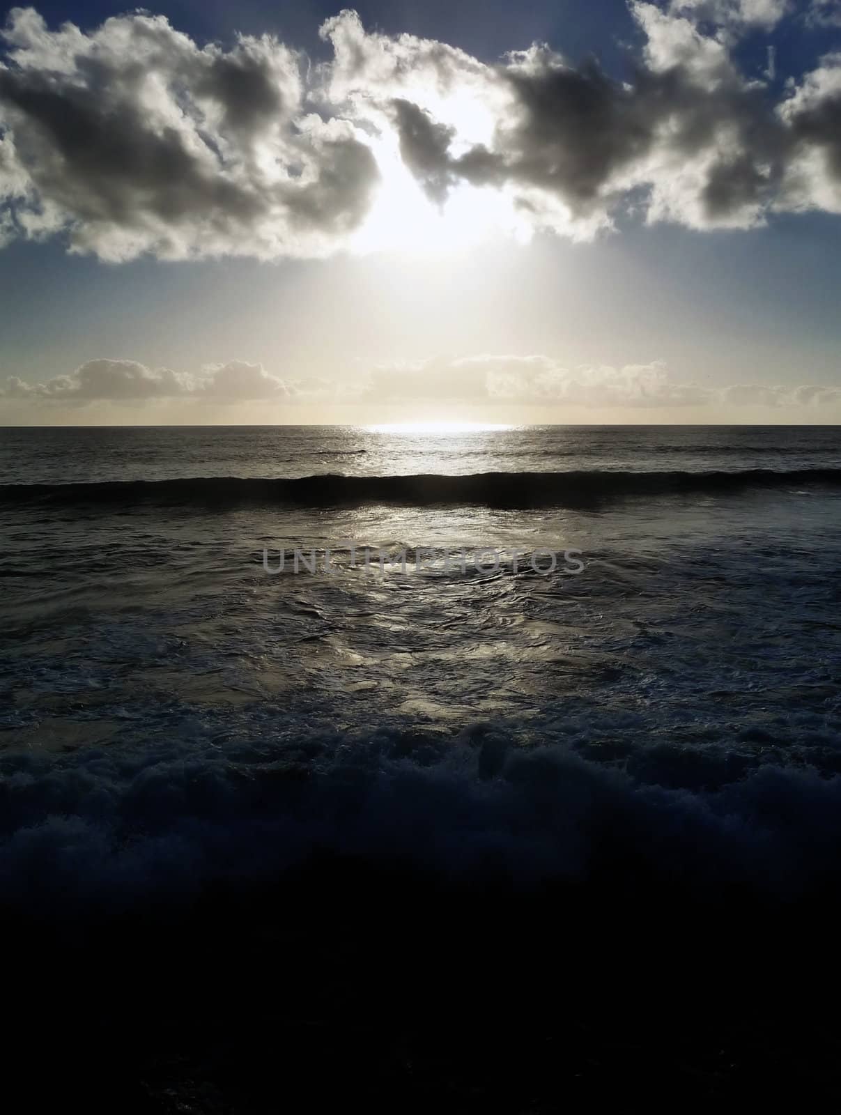 A sunset over an oceanic view.