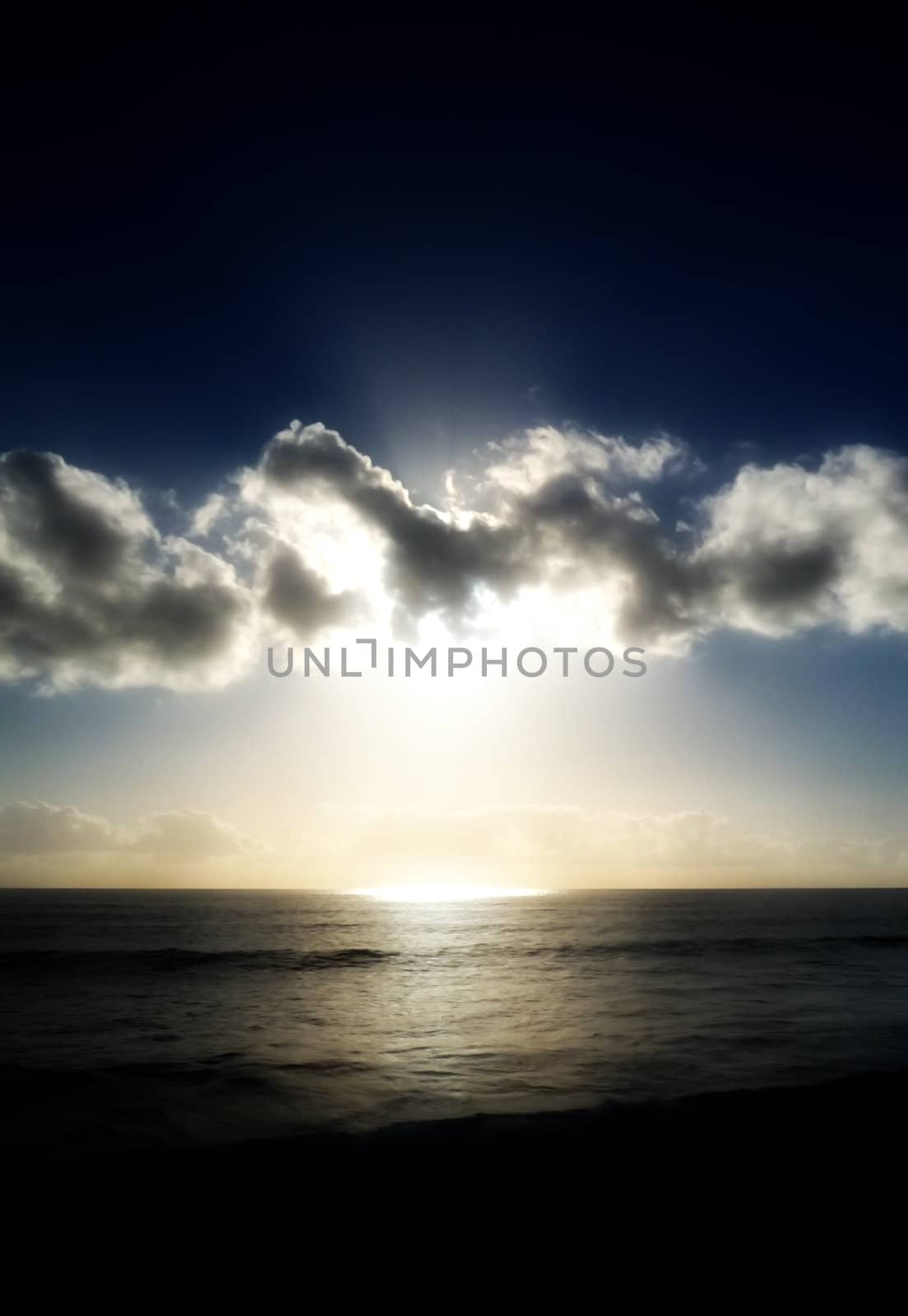 A sunset over an oceanic view.