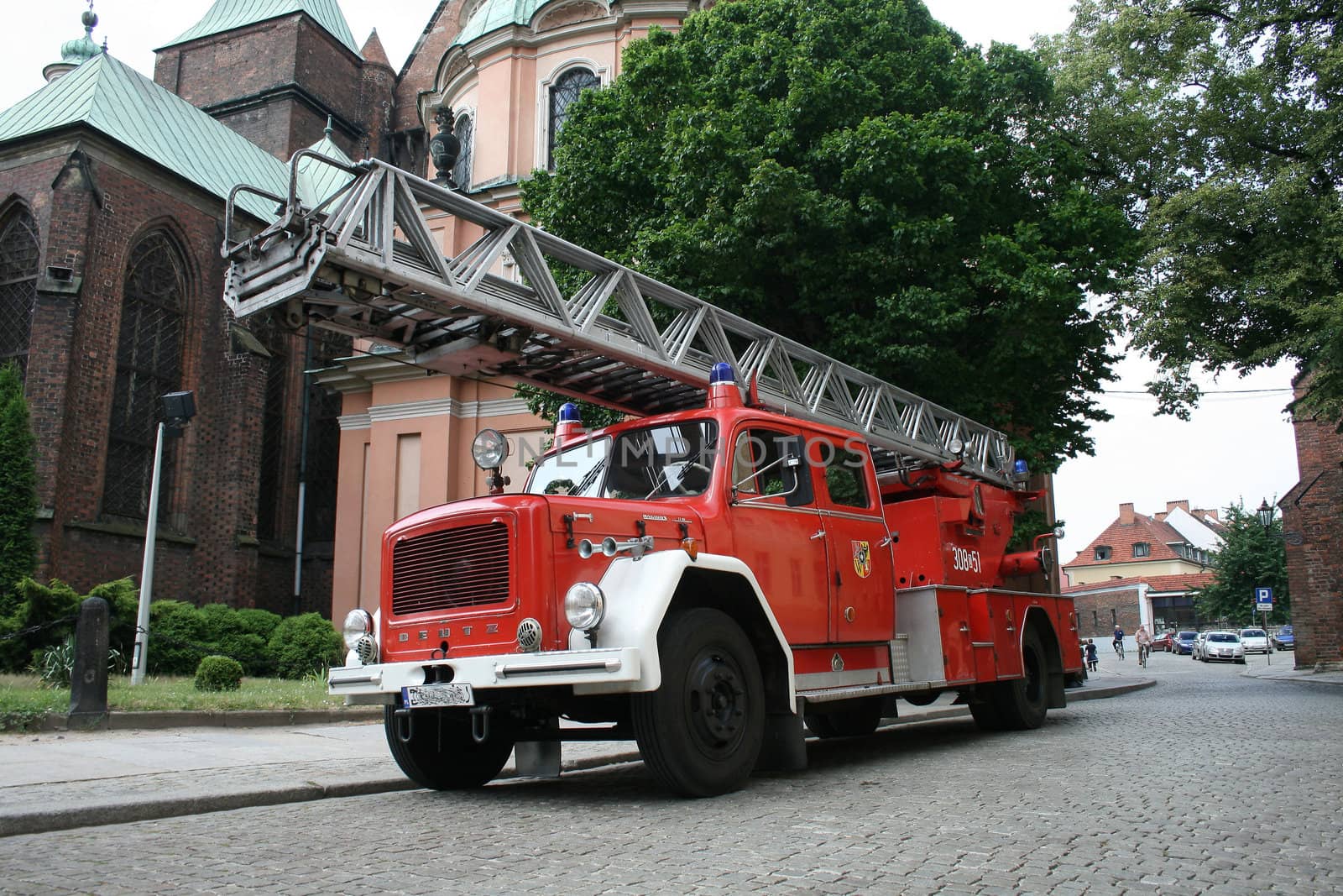 old fire truck, department, brigade, wroclaw, poland