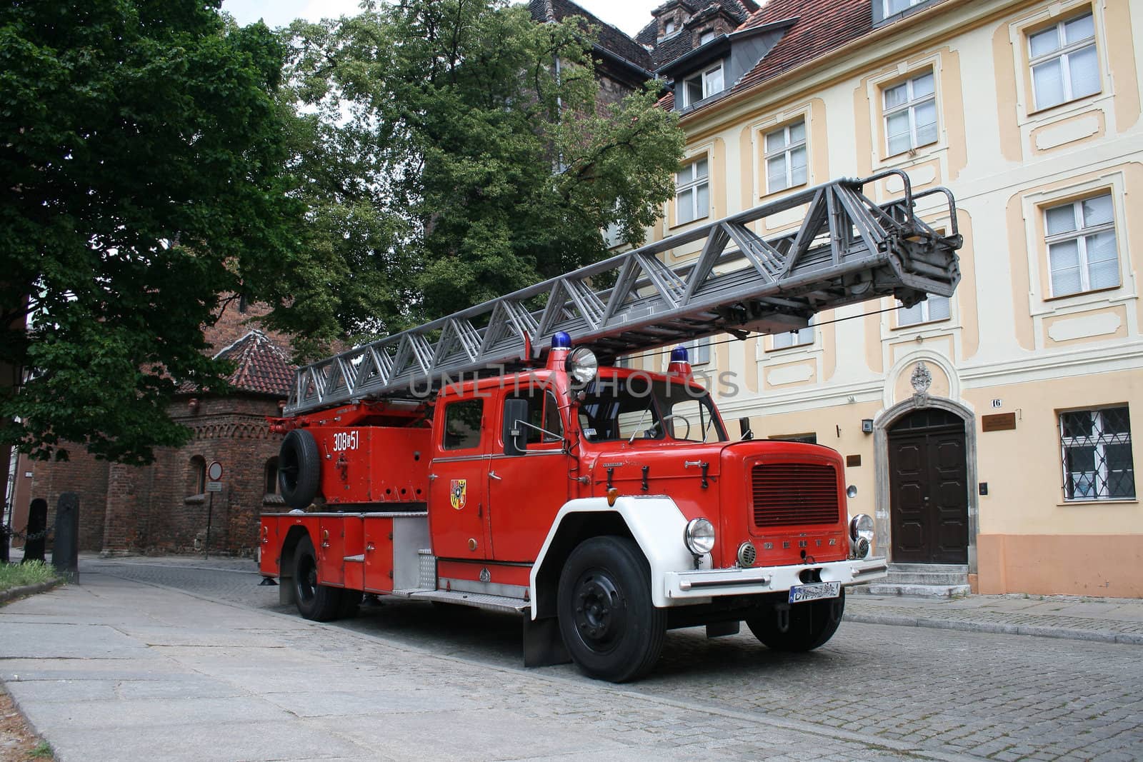 Fire brigade truck department wroclaw poland old