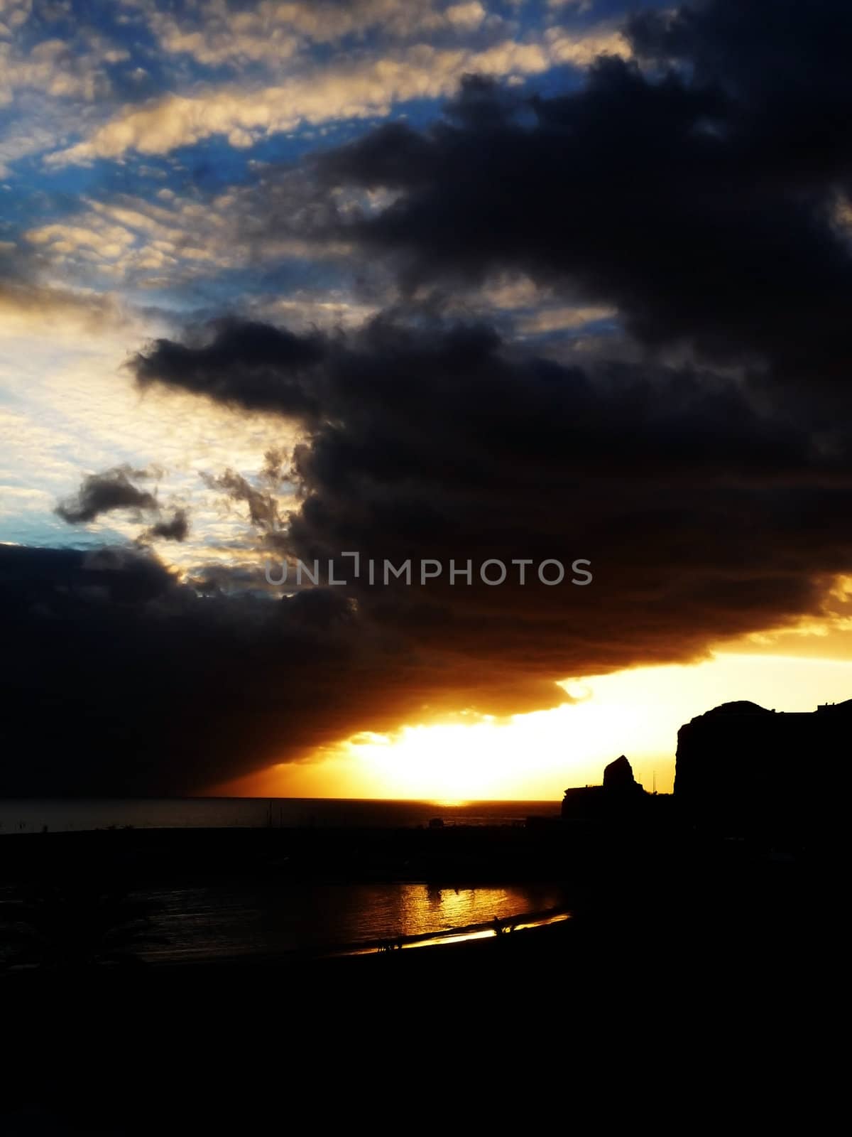 View of Puerto Rico beachfront during the sunset.  