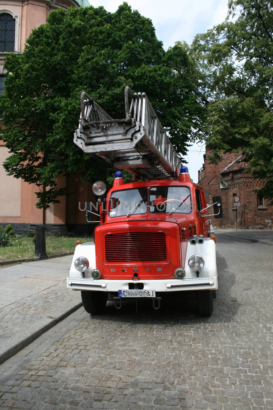 old fire truck, department, brigade, Wroclaw, Poland