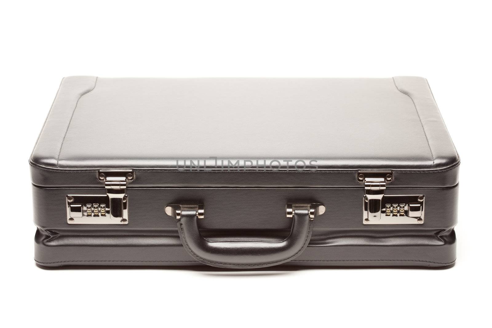 Large Black Briefcase Isolated on a White Background.