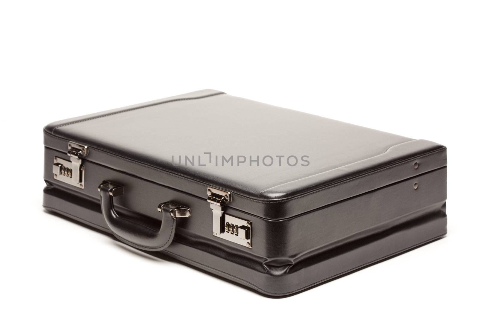 Large Black Briefcase Isolated on a White Background.